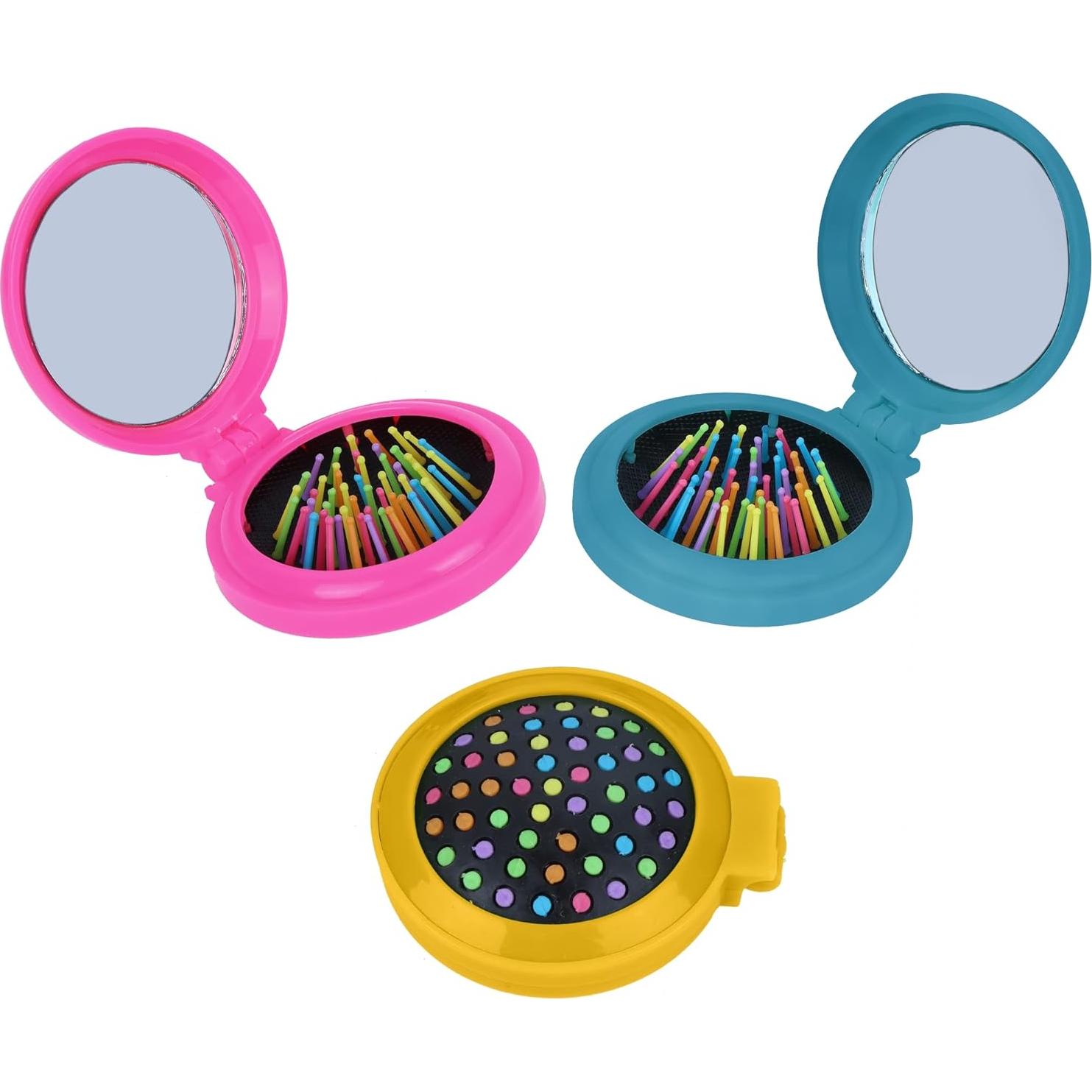 Juego de 6 Cepillos de Pelo Plegables con Espejo Happy Trees