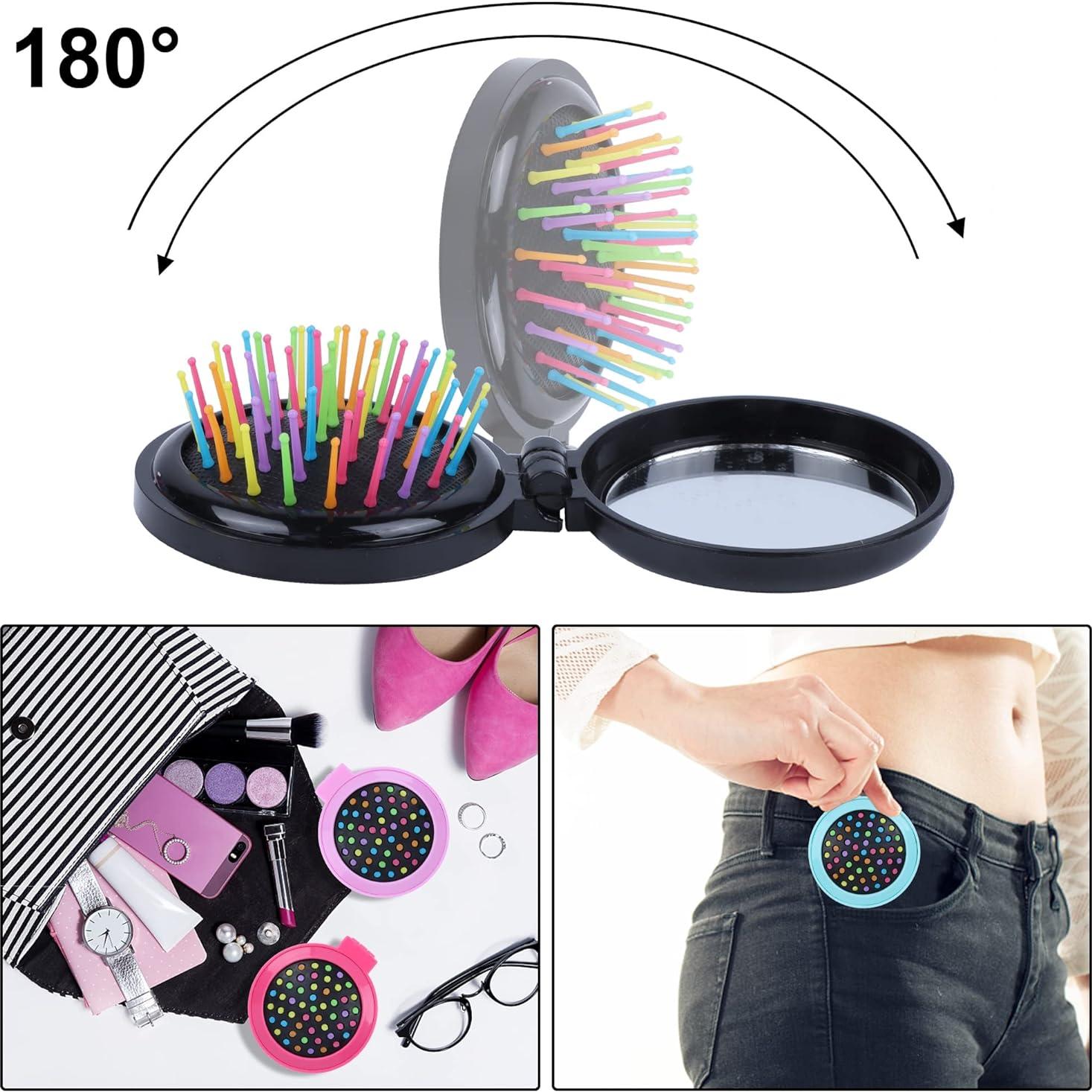 Juego de 6 Cepillos de Pelo Plegables con Espejo Happy Trees