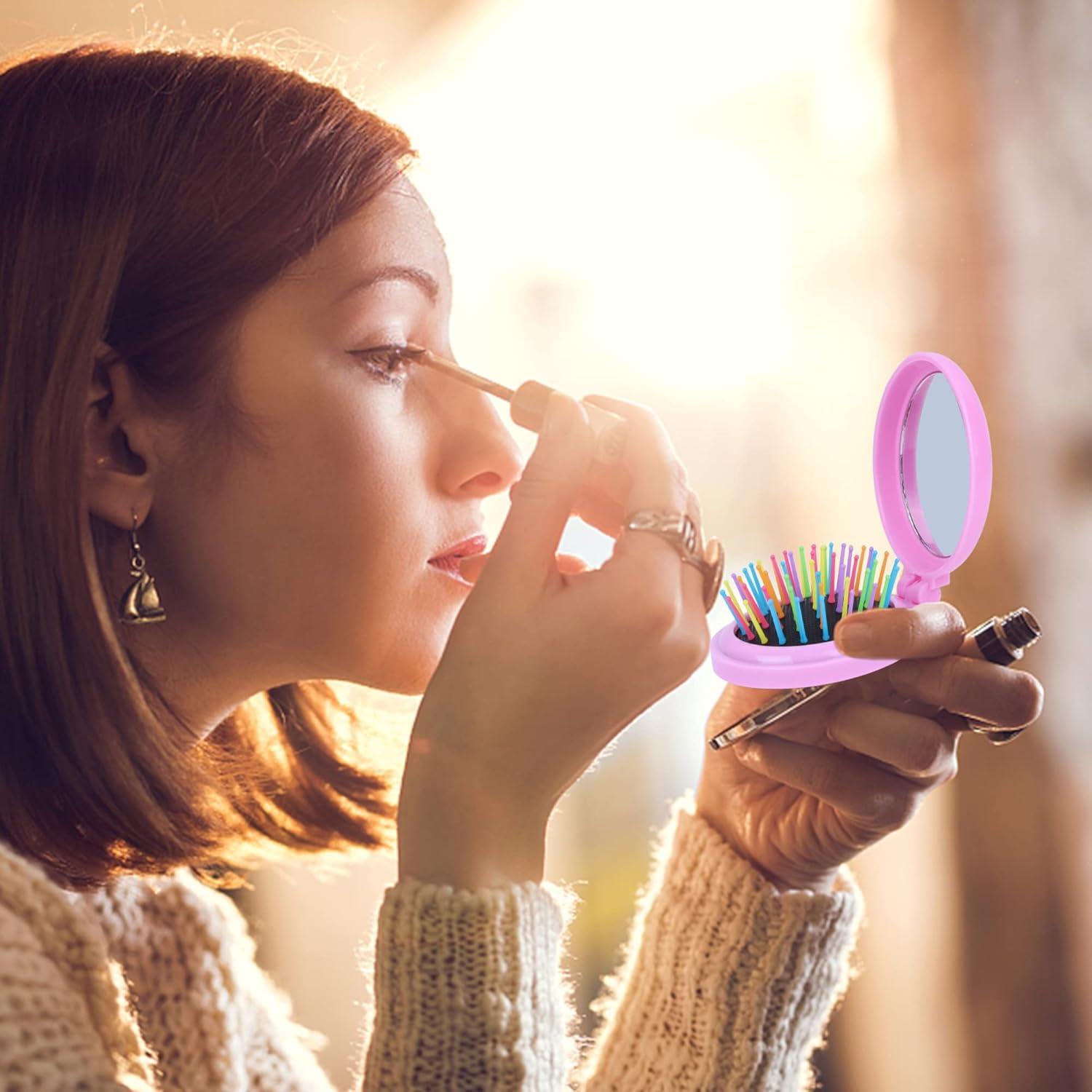 Juego de 6 Cepillos de Pelo Plegables con Espejo Happy Trees