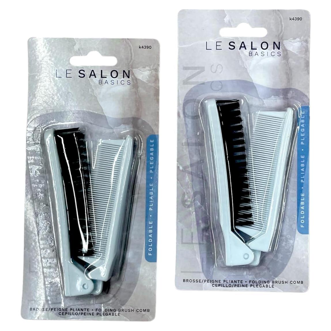 Cepillo de Pelo Plegable Compacto Le Salon - 2 Piezas Rojo y Blanco