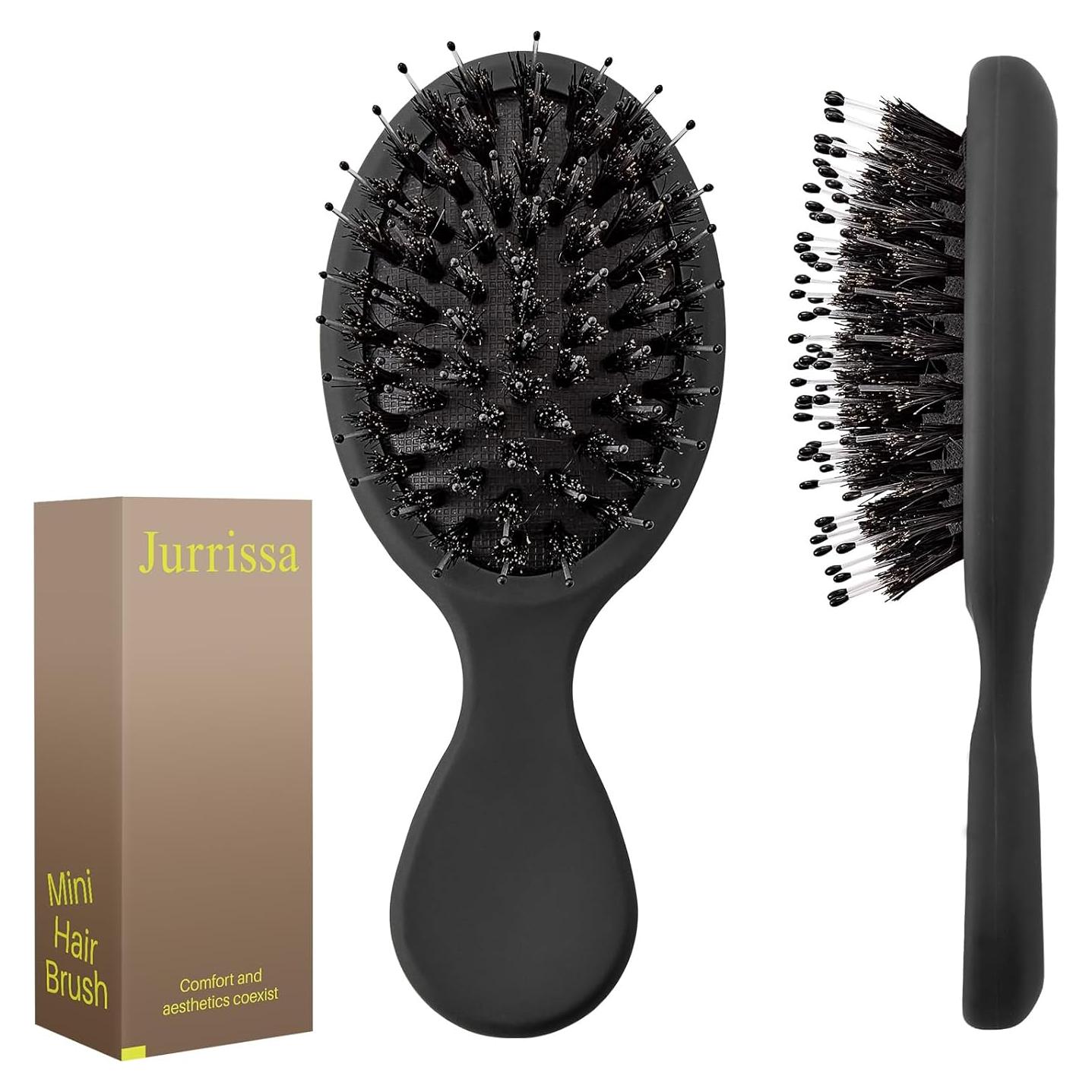Mini Cepillo Desenredante Jurrissa Negro 14x6 cm Portátil