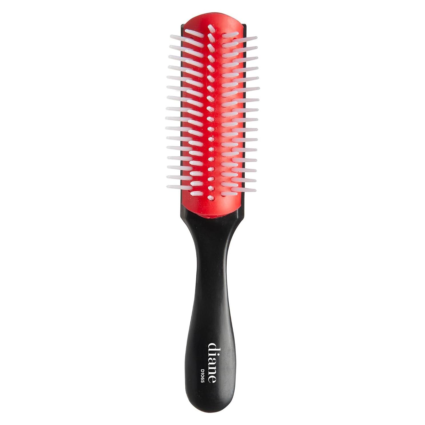Cepillo Mini Desenredante Diane Pro Negro/Rojo 18cm Antiestático
