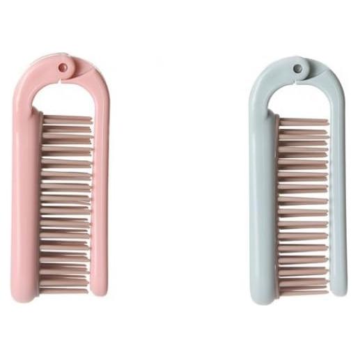 Combo Cepillo y Peine Plegable 2-en-1 Duehut Rosa/Azul