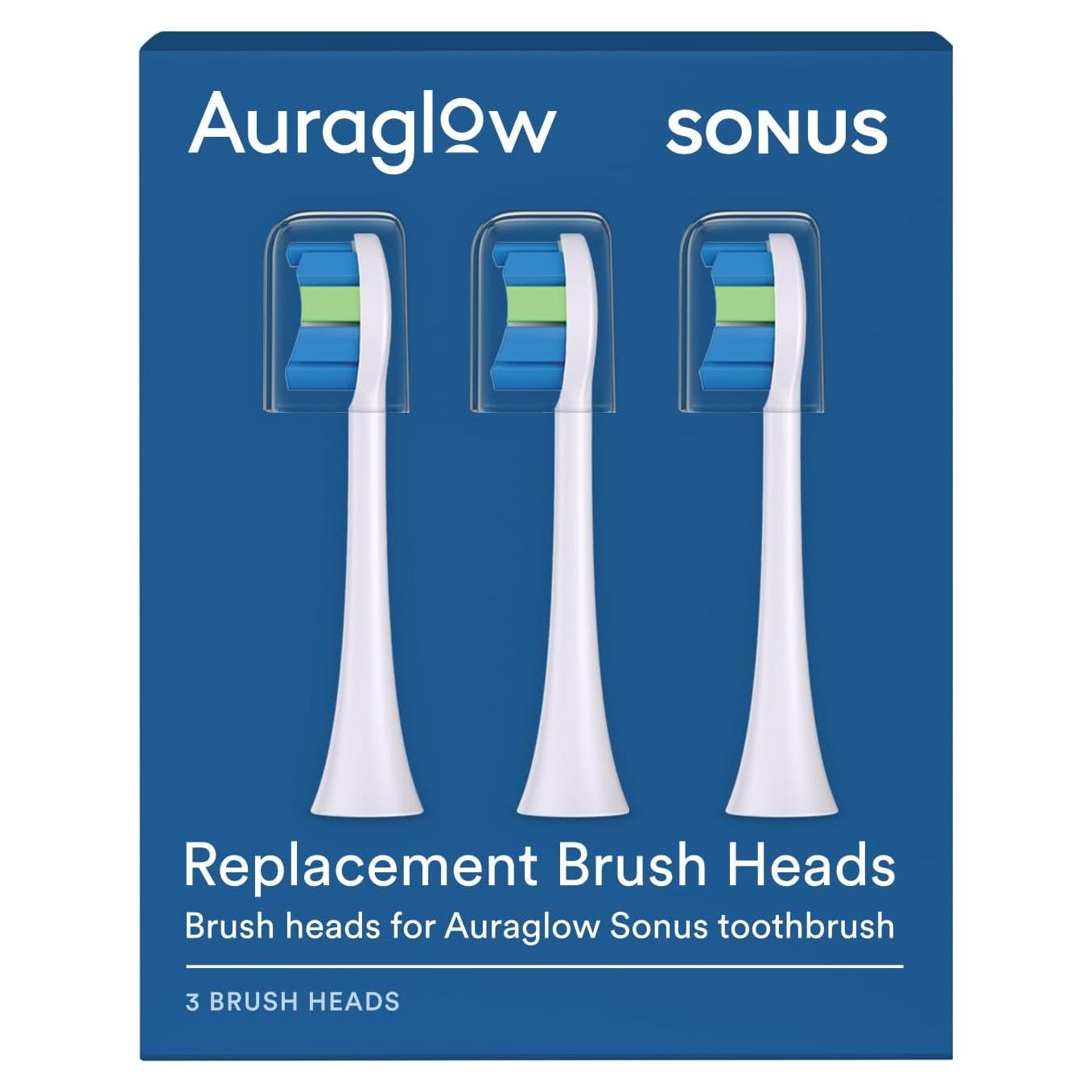 Cabezas de repuesto Auraglow Sonus para cepillo eléctrico - 3 unidades