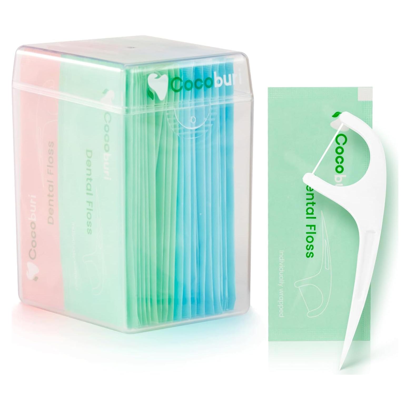 50 Palillos de Hilo Dental COCOBURI Individuales Portátiles