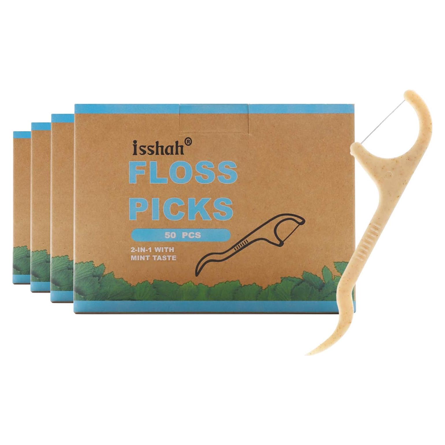 Palillos de Hilo Dental Natural Isshah - 200 Unidades Menta