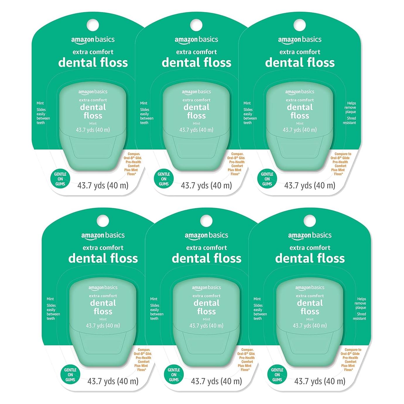 Hilo Dental Menta Extra Comfort Amazon Basics 40m Pack 6