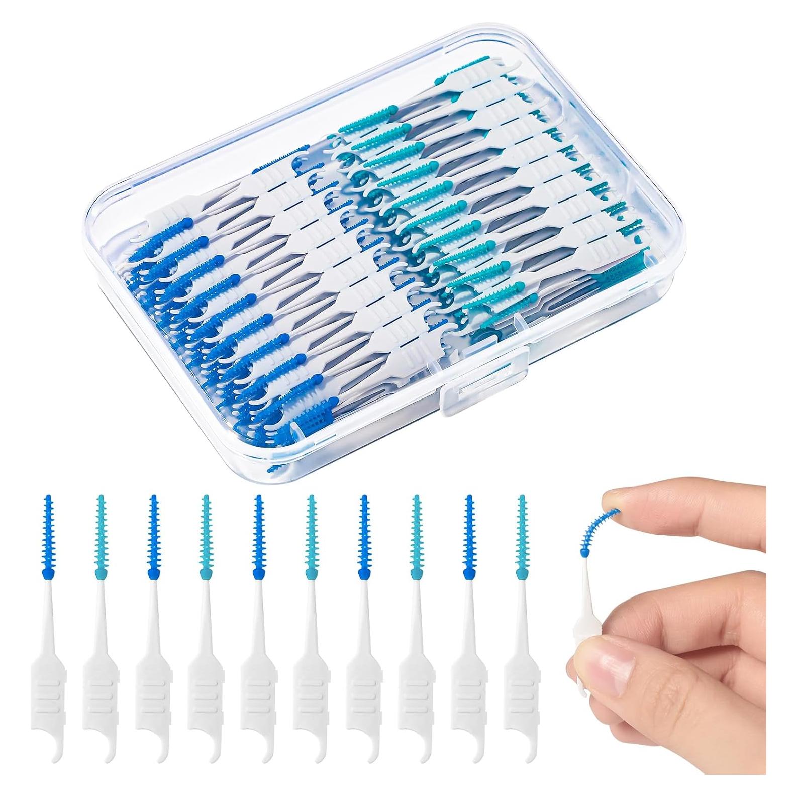 250 Palillos de Hilo Dental Lanjue Azul y Verde con Estuche