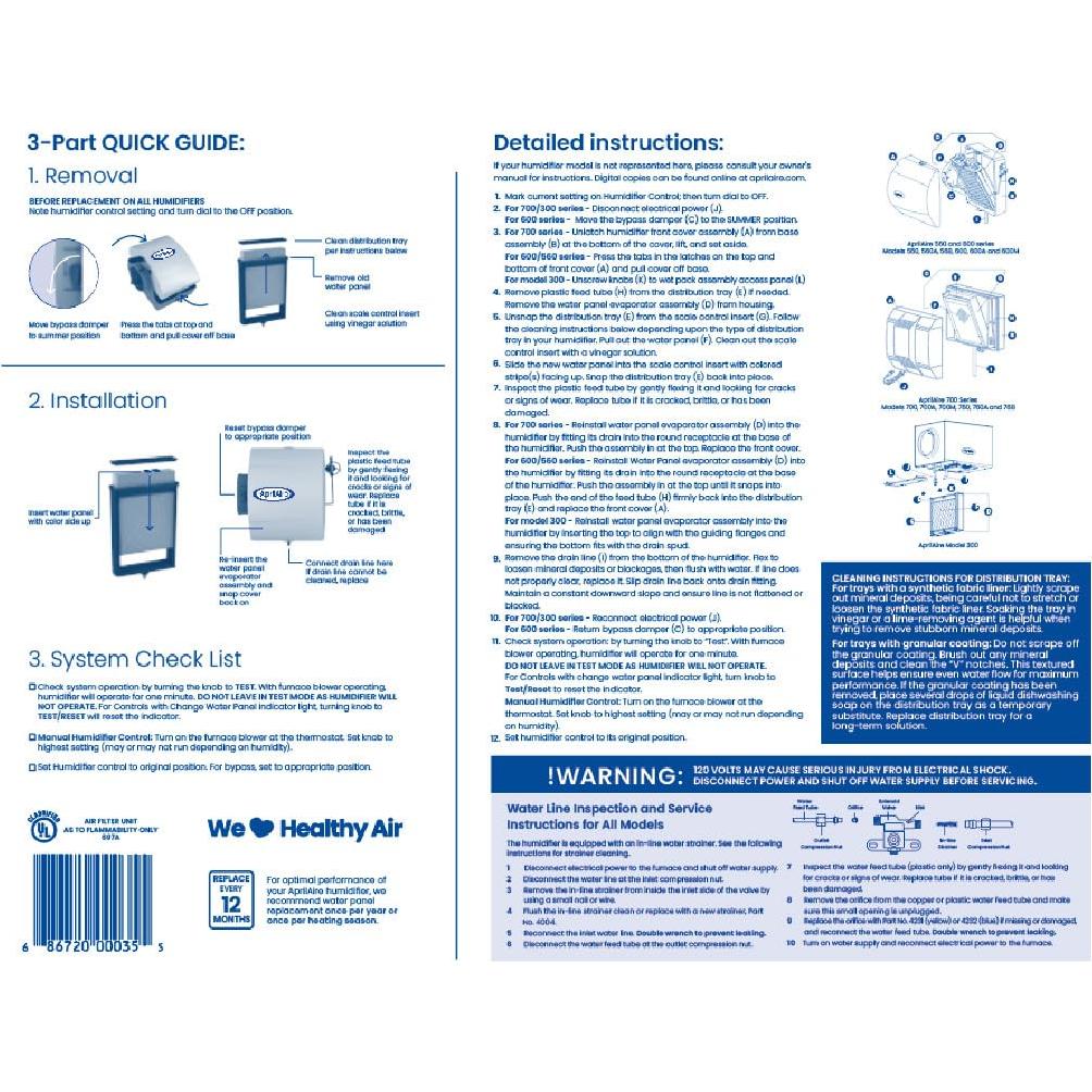 Filtro de Panel de Agua Humidificador AprilAire 35 - 25.4x33 cm