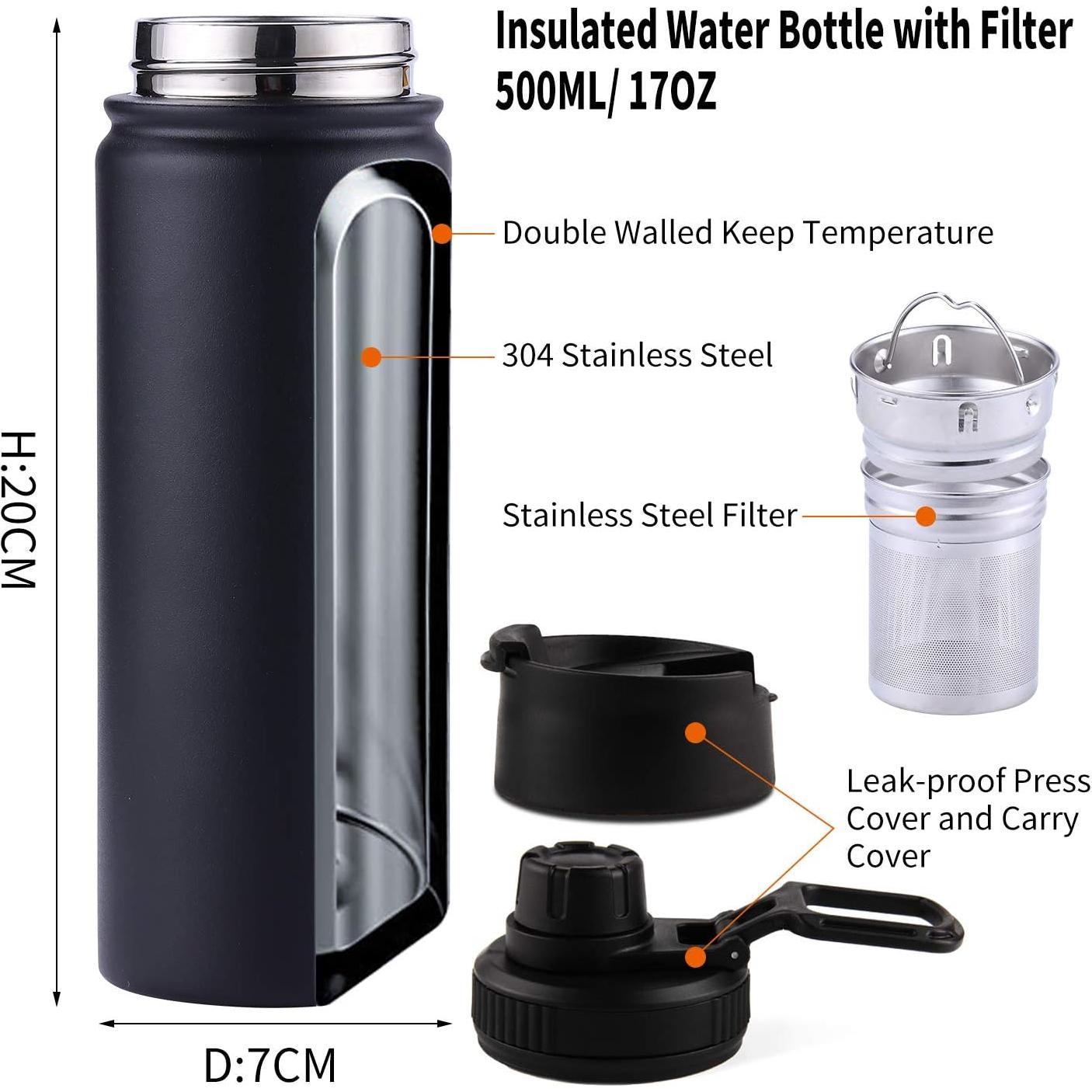 Botella Térmica de Té Sivaphe 500ml Acero Inoxidable Negro