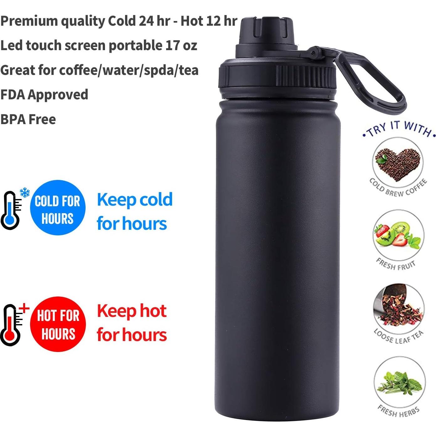 Botella Térmica de Té Sivaphe 500ml Acero Inoxidable Negro