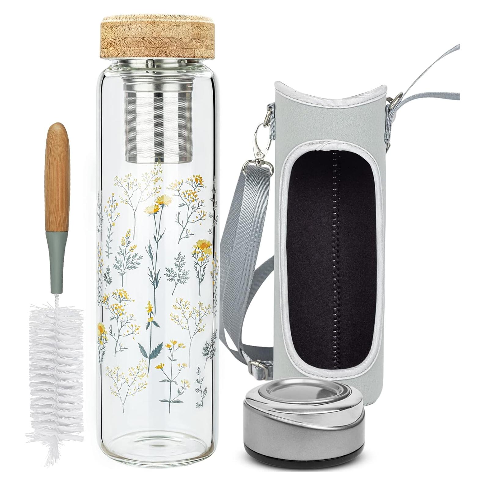 Botella de Agua de Vidrio Borosilicato Reeho 1000ml con Infusor