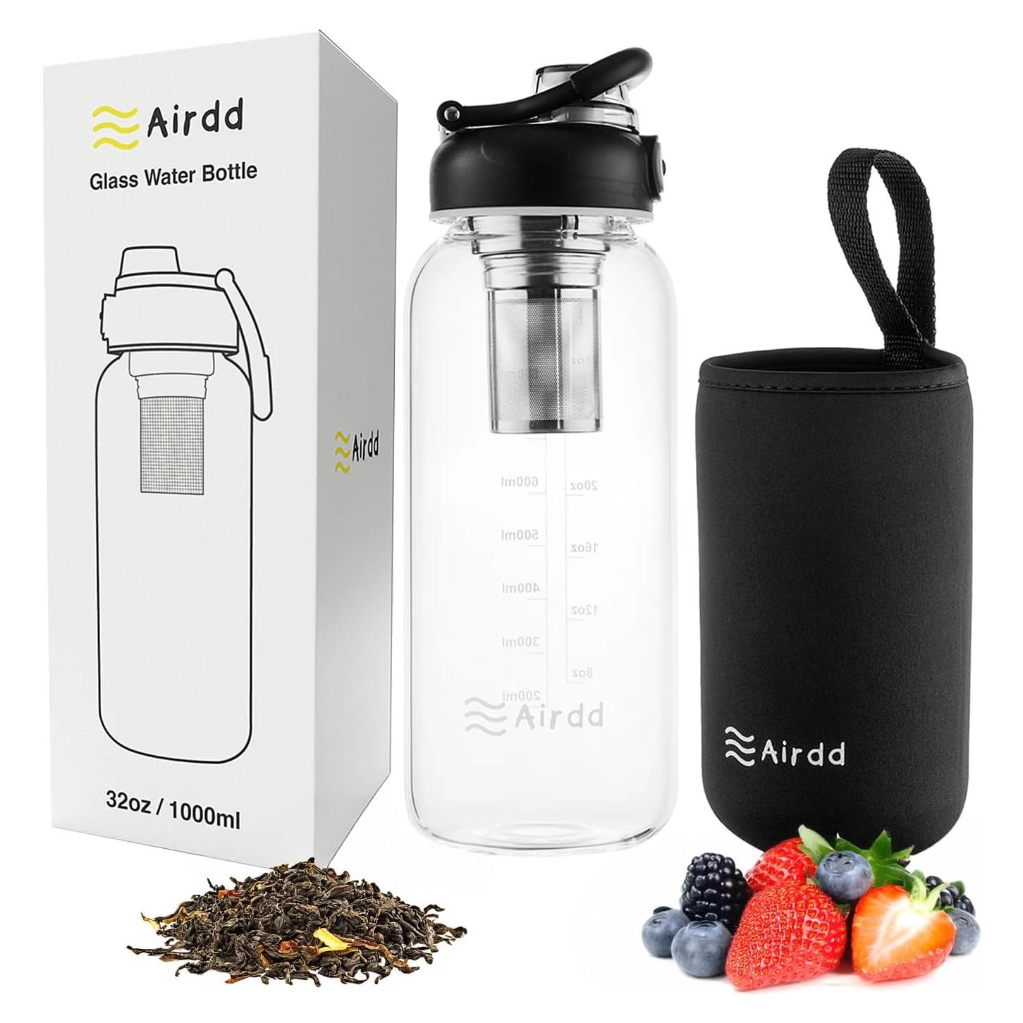 Botella de Agua de Vidrio Airdd 32oz con Infusor de Té