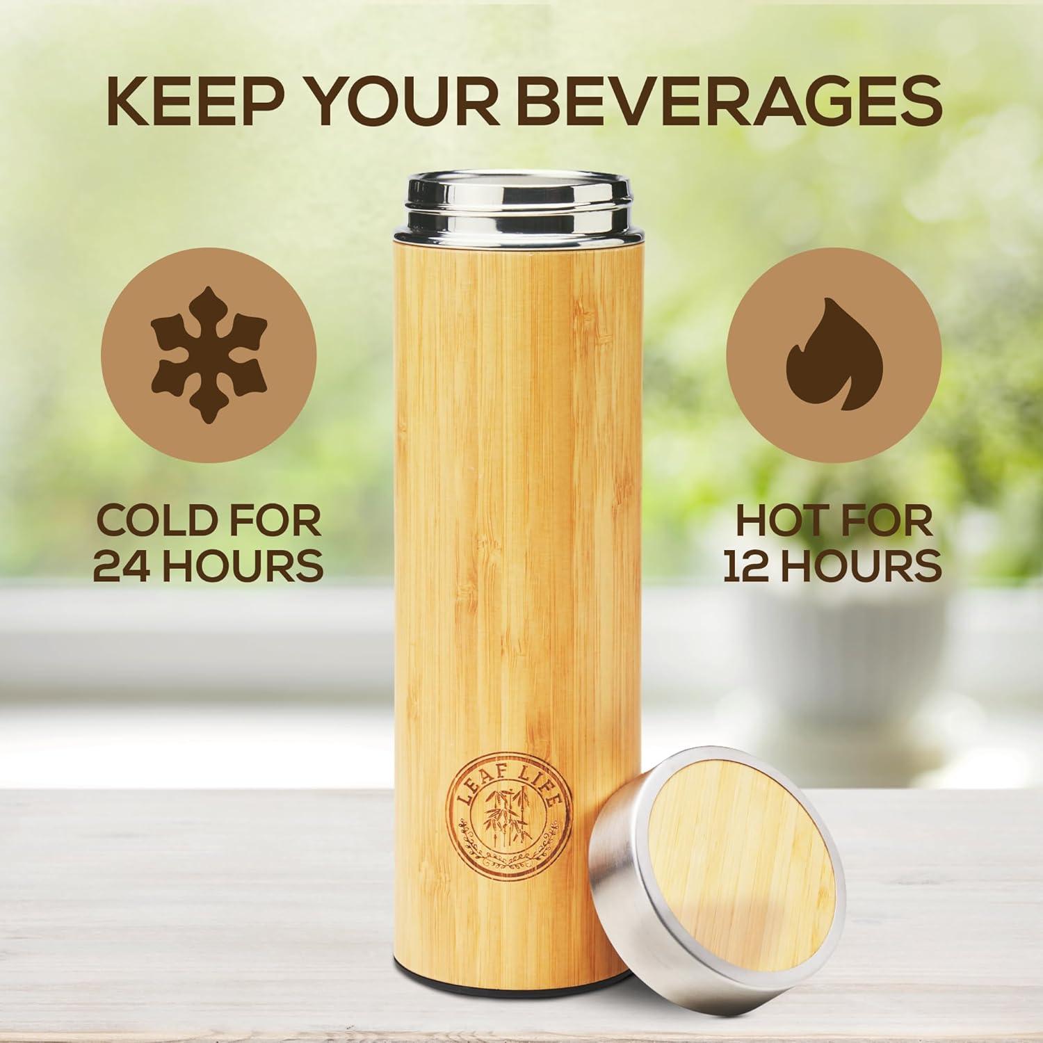 Botella Infusora de Té LeafLife 12oz - Bambú Aislado