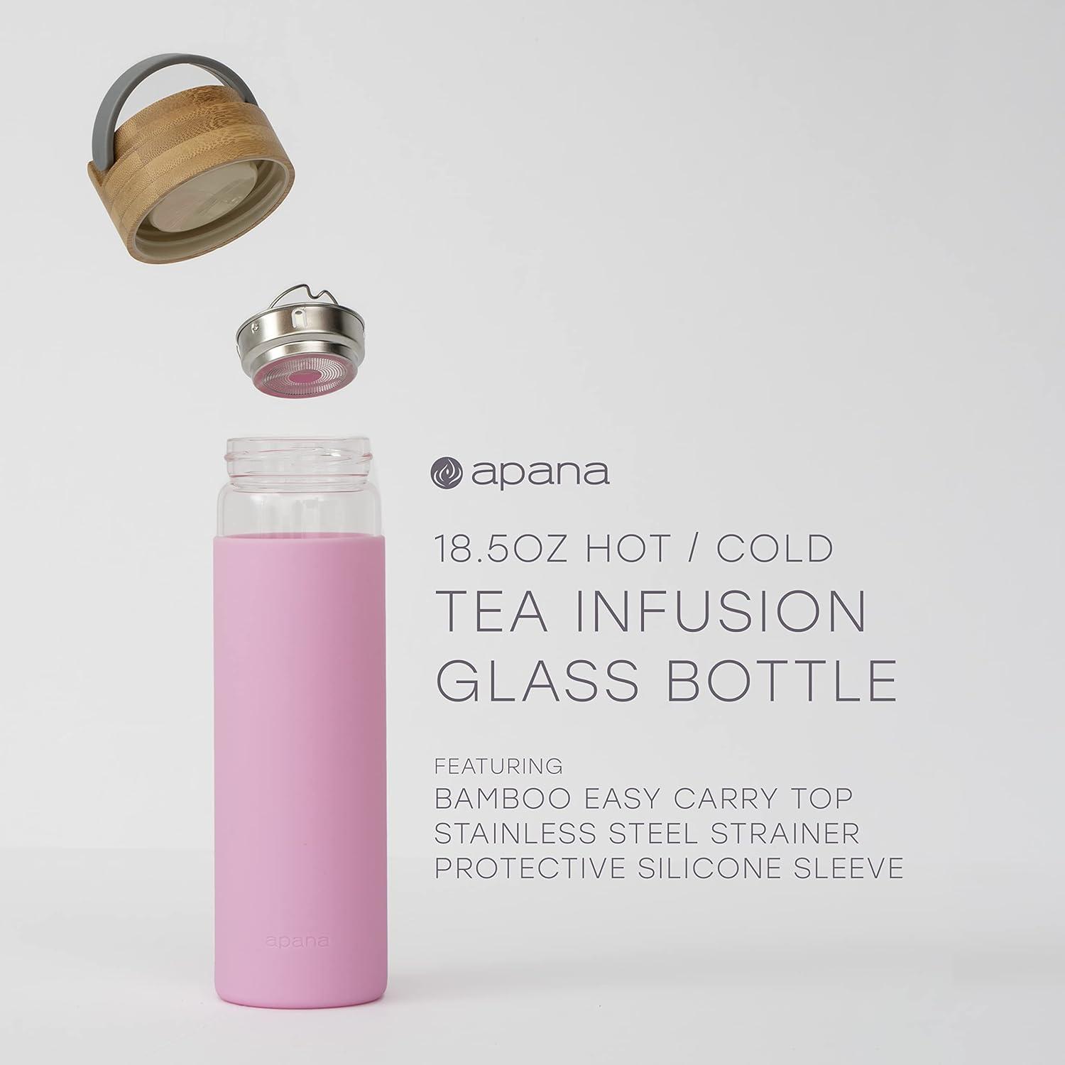 Botella de Infusión de Té Apana 555 ML Vidrio con Funda