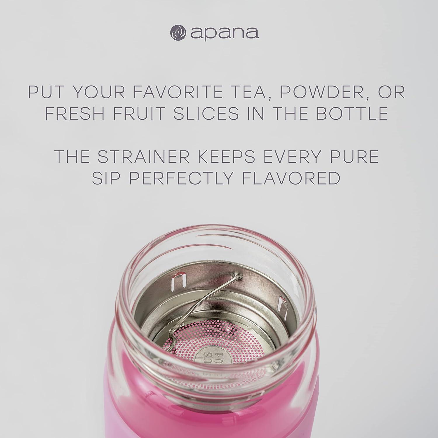 Botella de Infusión de Té Apana 555 ML Vidrio con Funda