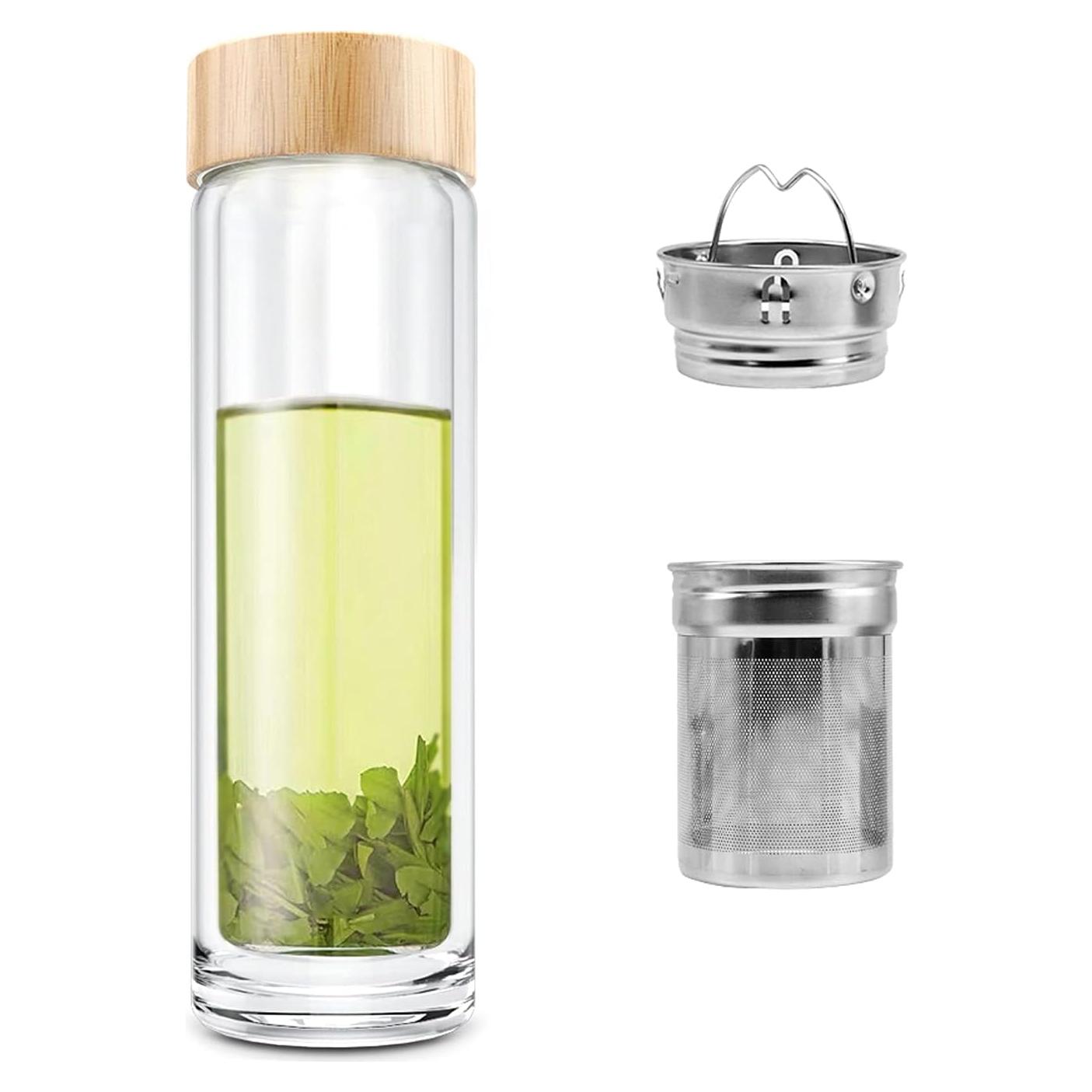 Botella de Té COMI 400 ml Vidrio Borosilicato Doble Pared
