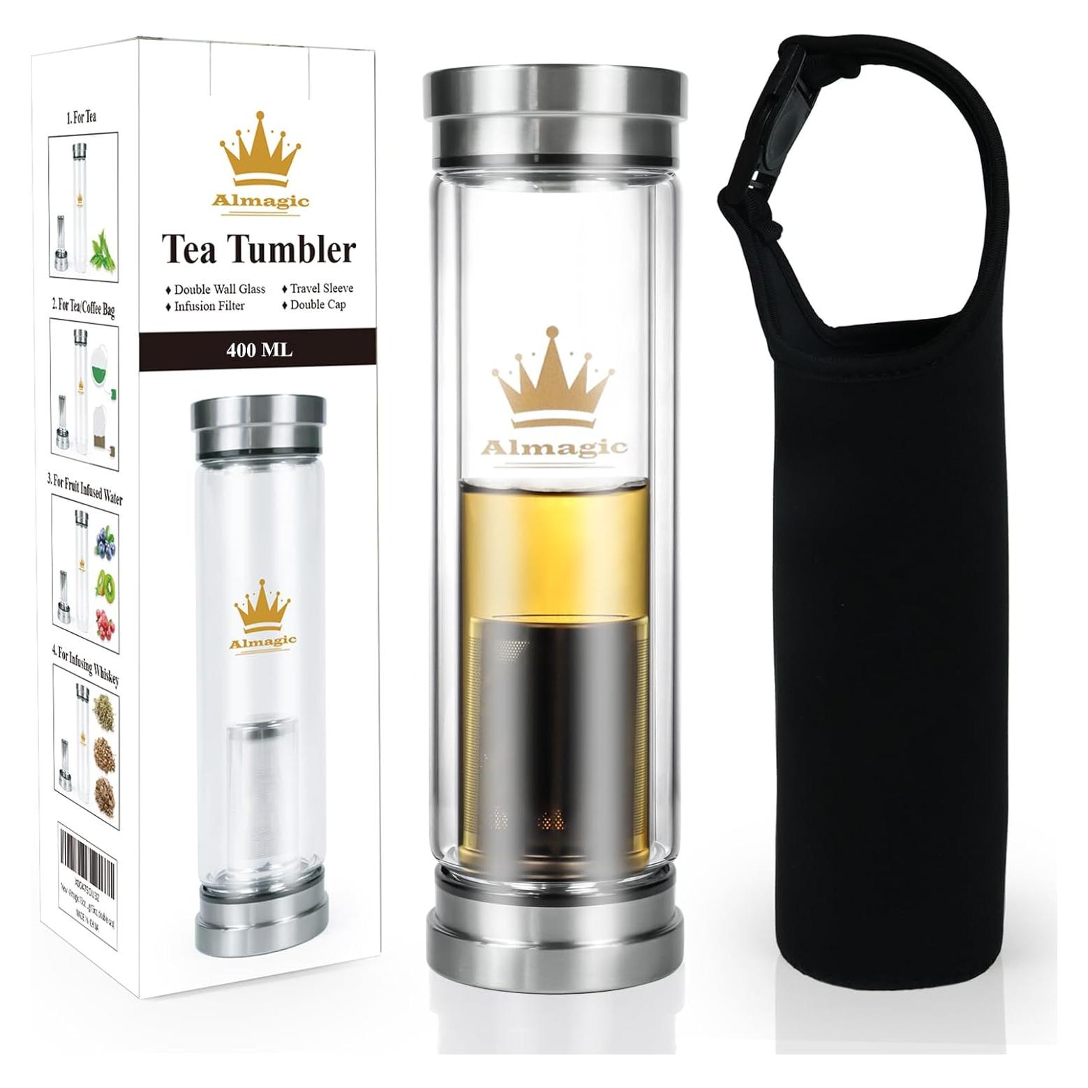 Botella Infusor de Té Almagic 400 ml Doble Pared Aislada