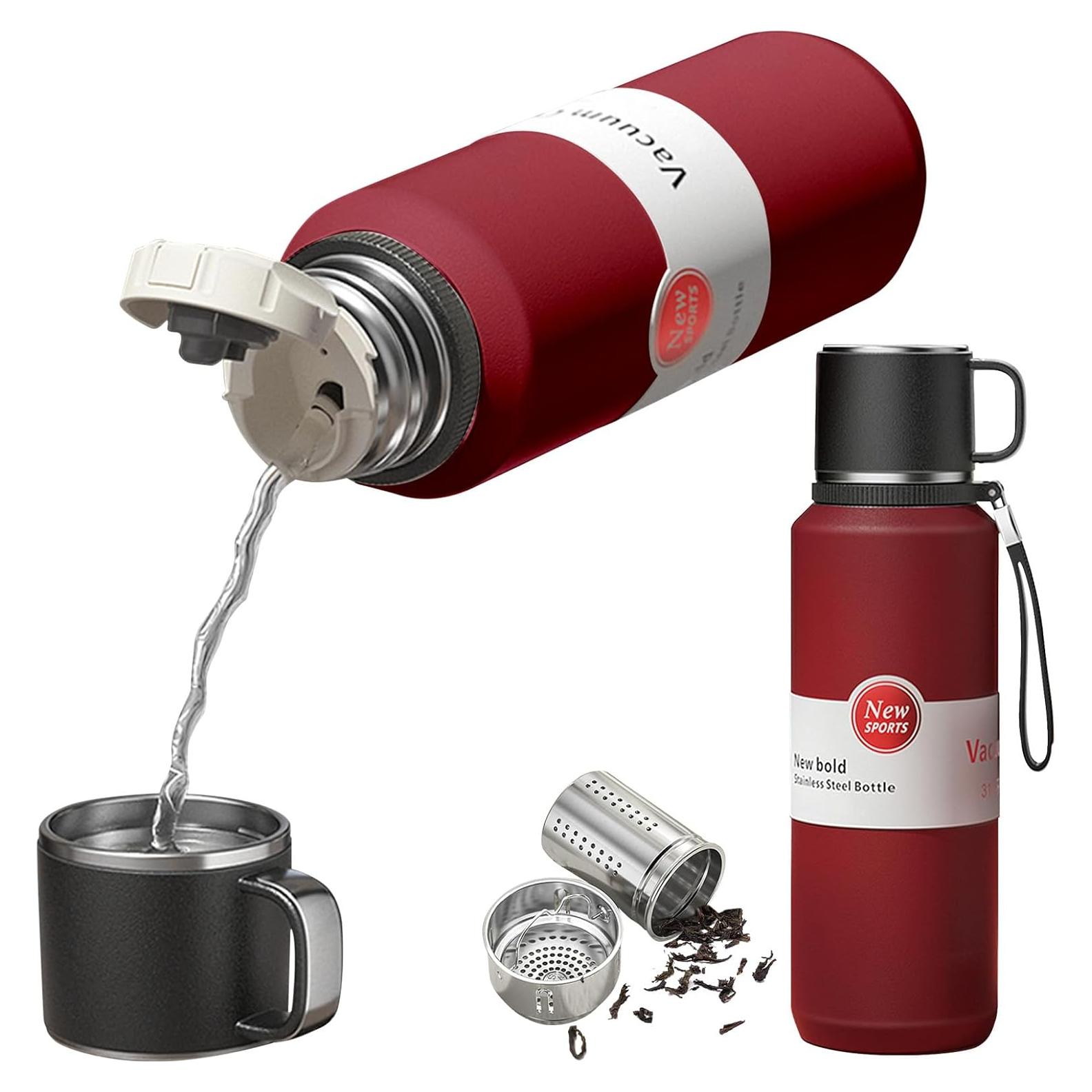 Botella Infusora de Té GENDLTHIJ Acero Inoxidable 1500ml Roja