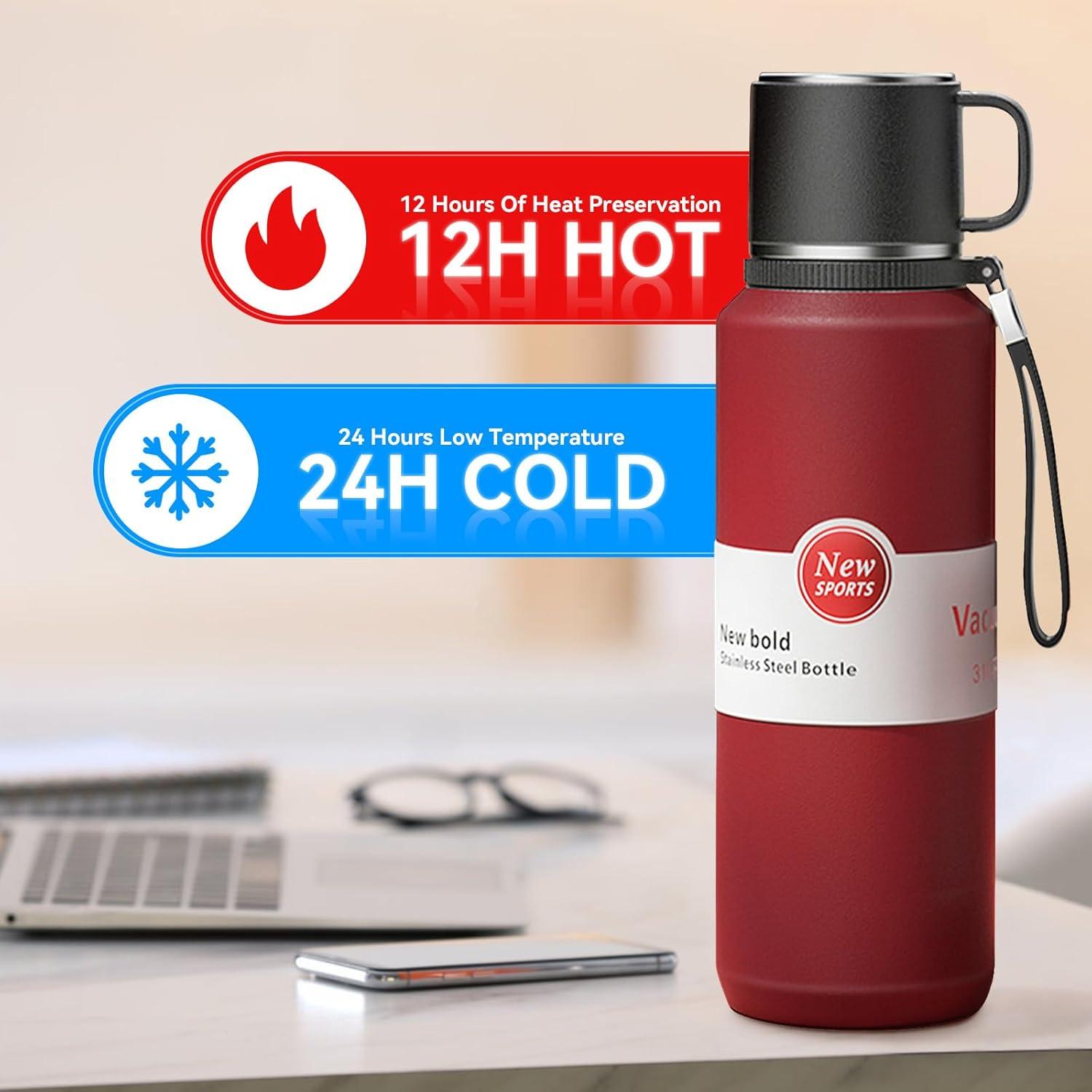 Botella Infusora de Té GENDLTHIJ Acero Inoxidable 1500ml Roja