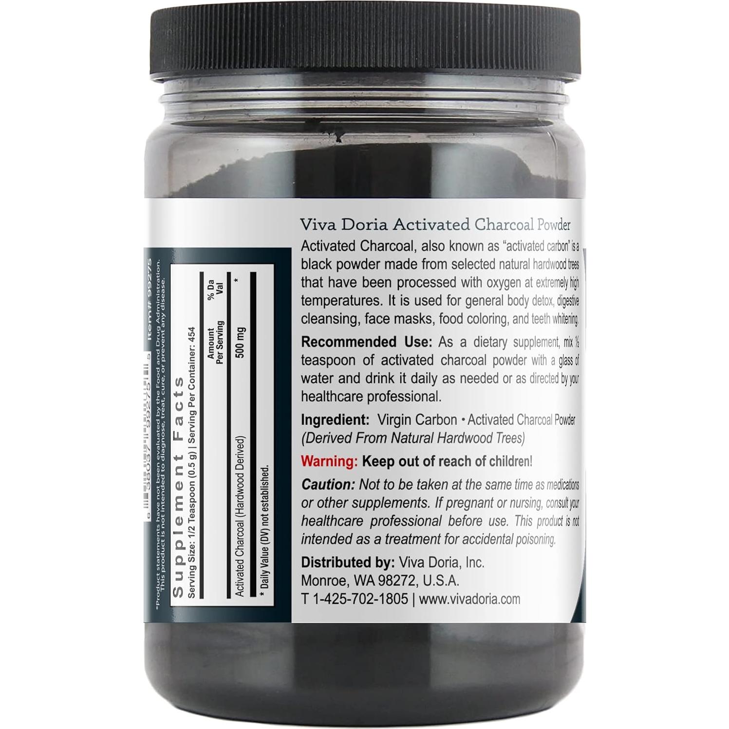 Polvo de Carbón Activado Virgen Viva Doria 227 g Grado Alimenticio