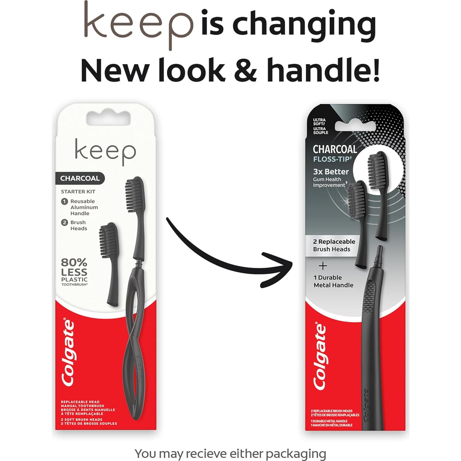 Kit de Cepillo de Dientes Colgate Keep Charcoal con 2 Cabezas