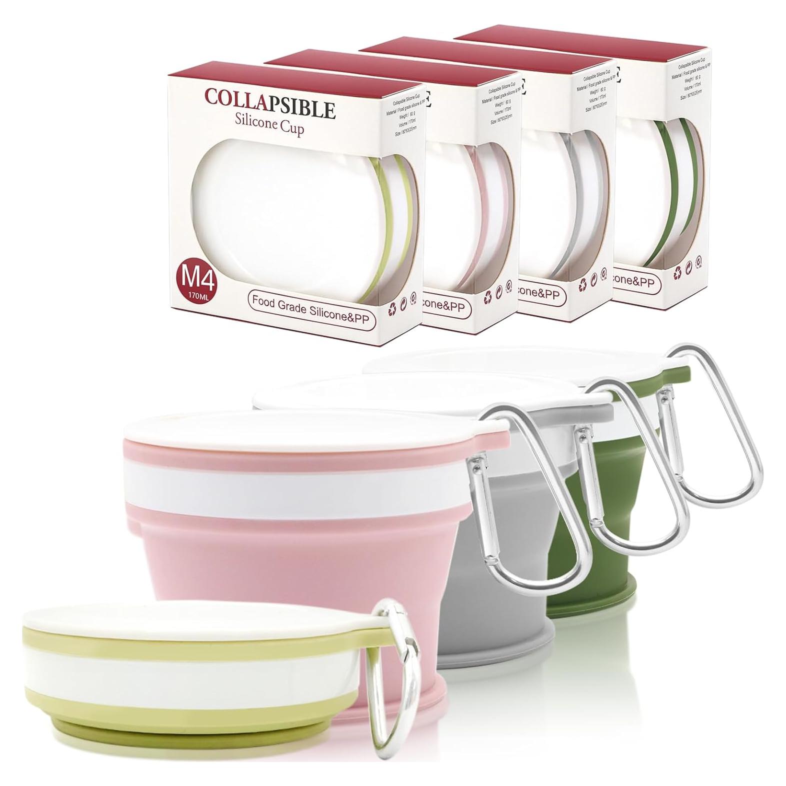 Juego de 4 Tazas de Silicona Plegables QUYANGCHIFENG 170ml