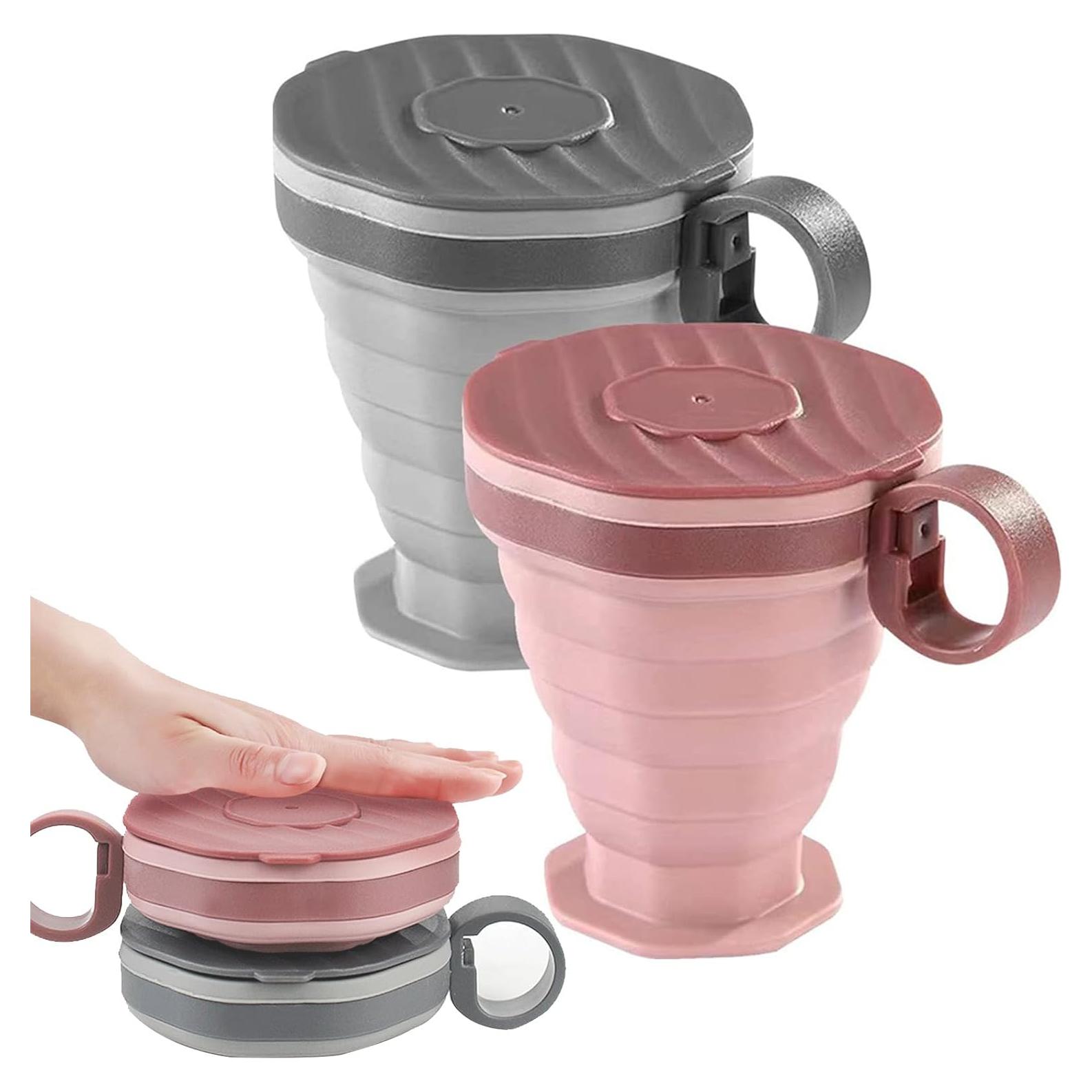 Pack de 2 tazas plegables de silicona ABSOK 200 ml para viaje