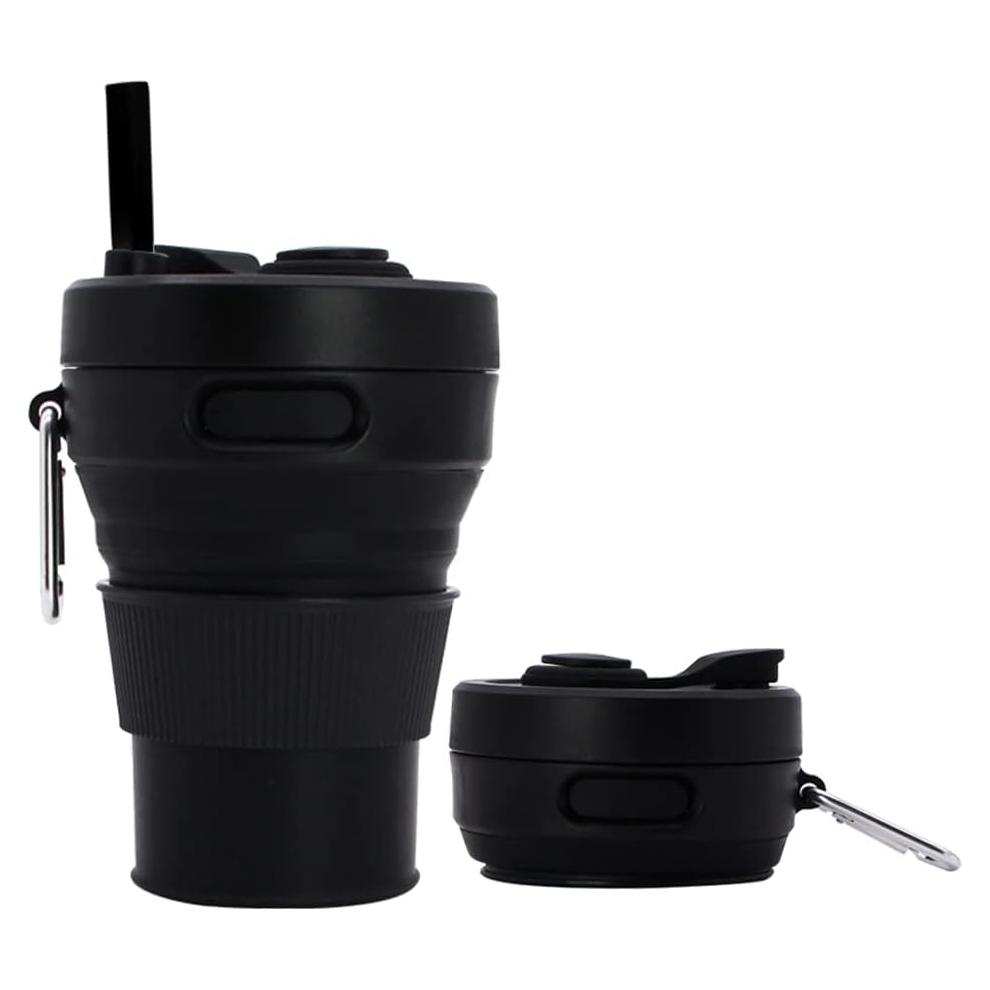 Taza de café plegable UNNESTAR 450ml negra para viaje