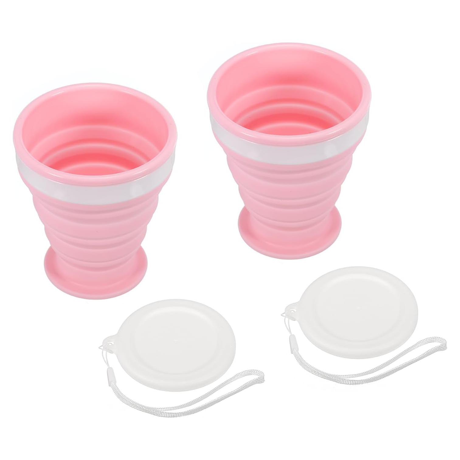 Taza Plegable PATIKIL 200mL Silicona Rosa 2 Unidades