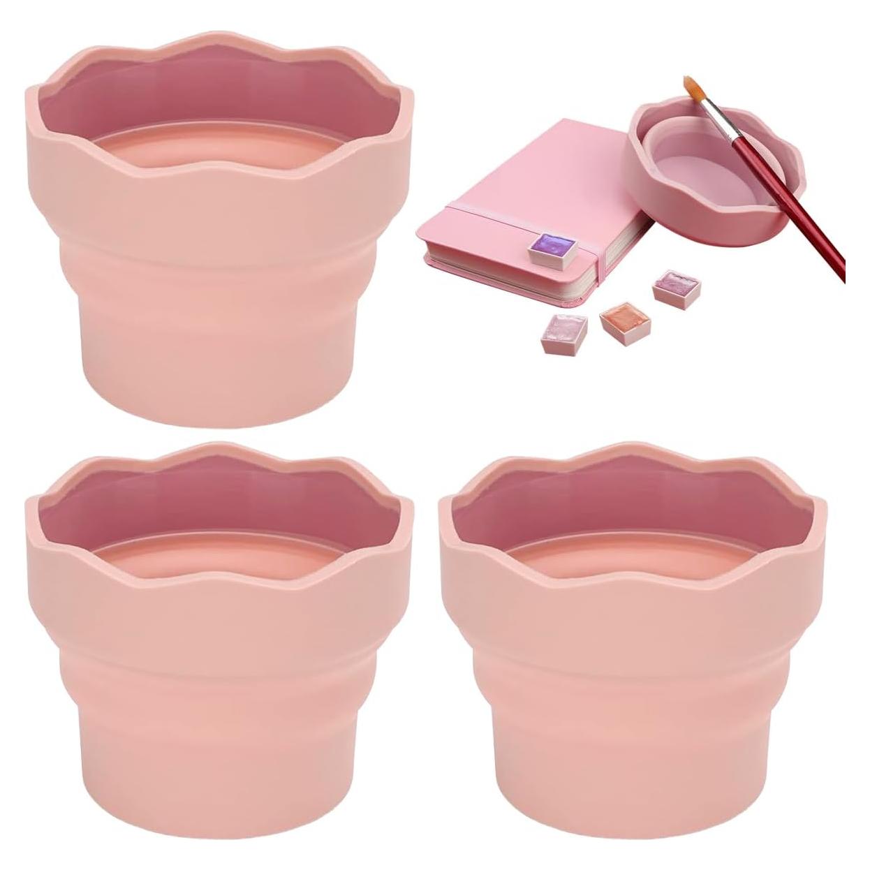 Cubo Lavador de Pinceles Plegable AddLotLot Rosa 3 Piezas