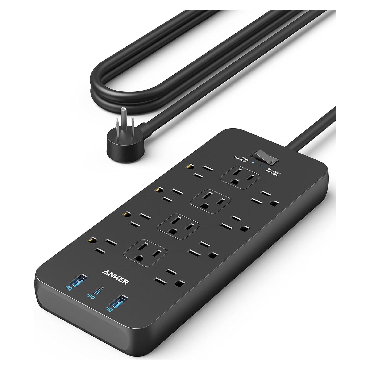Regleta de Sobretensión Anker A9192, 12 Salidas, 1 USB-C, 2 USB-A, 1.5m