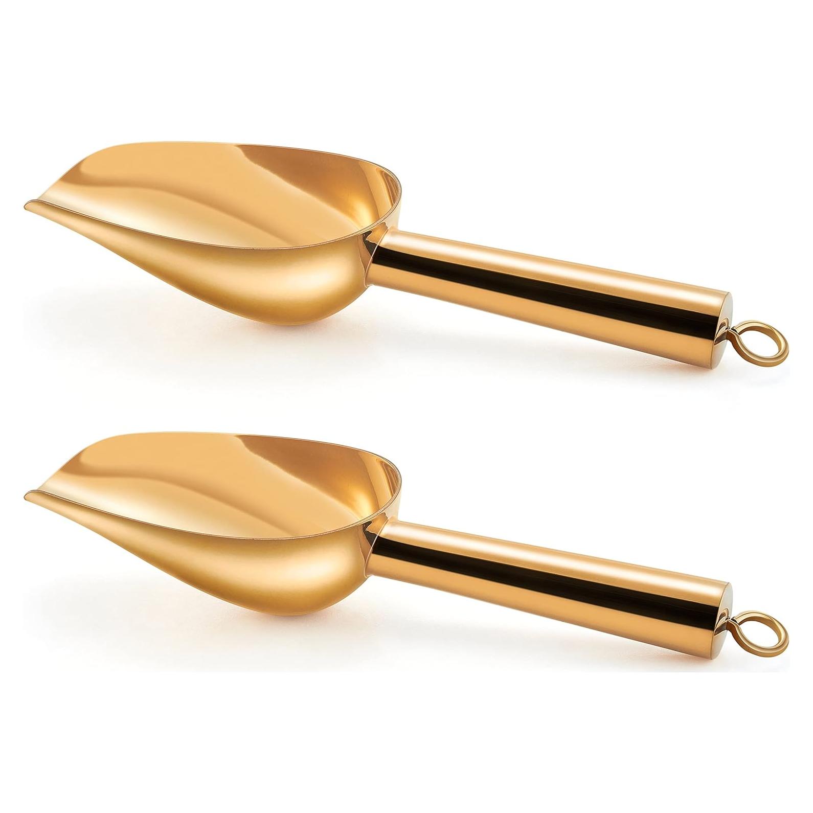 Juego de cucharas pequeñas doradas TeamFar de acero inoxidable 2 Pcs
