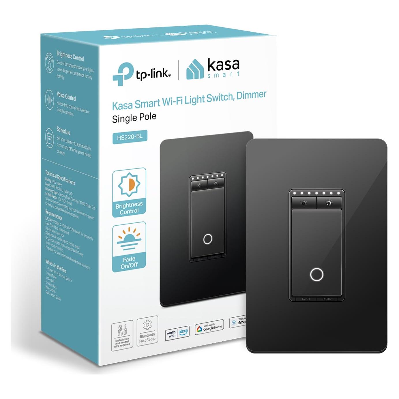 Interruptor Regulador Inteligente Kasa HS220, Negro, Wi-Fi 2.4GHz