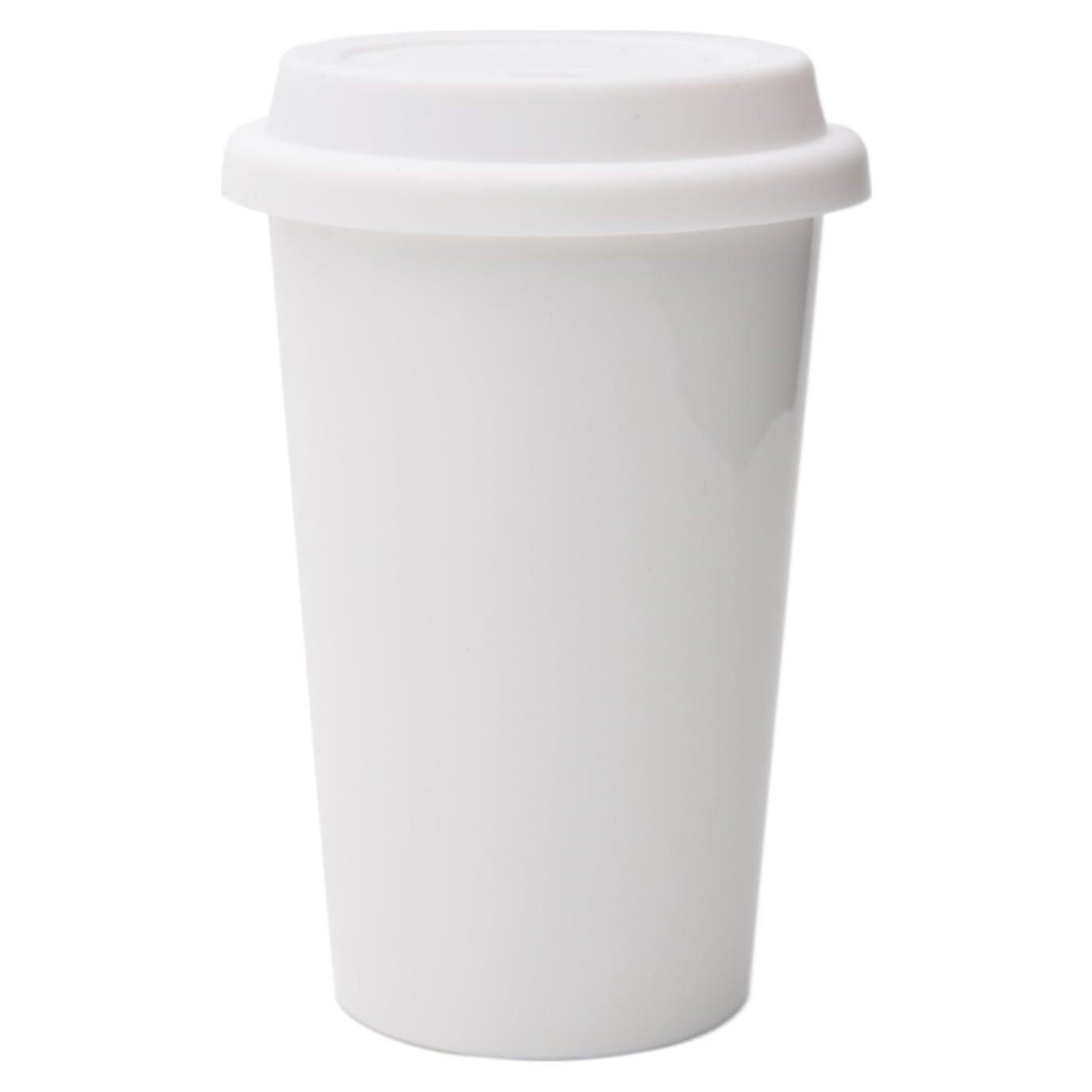 Taza de Cerámica Blanca UDMG 355 ml Doble Pared Aislante