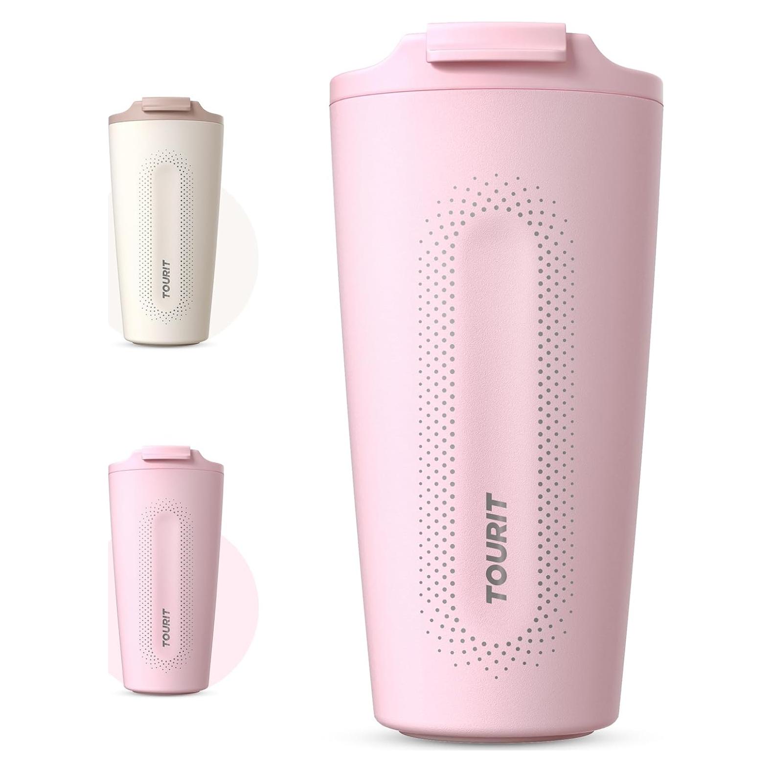 Taza de Café de Viaje TOURIT 0.47 L Acero Inoxidable Rosa