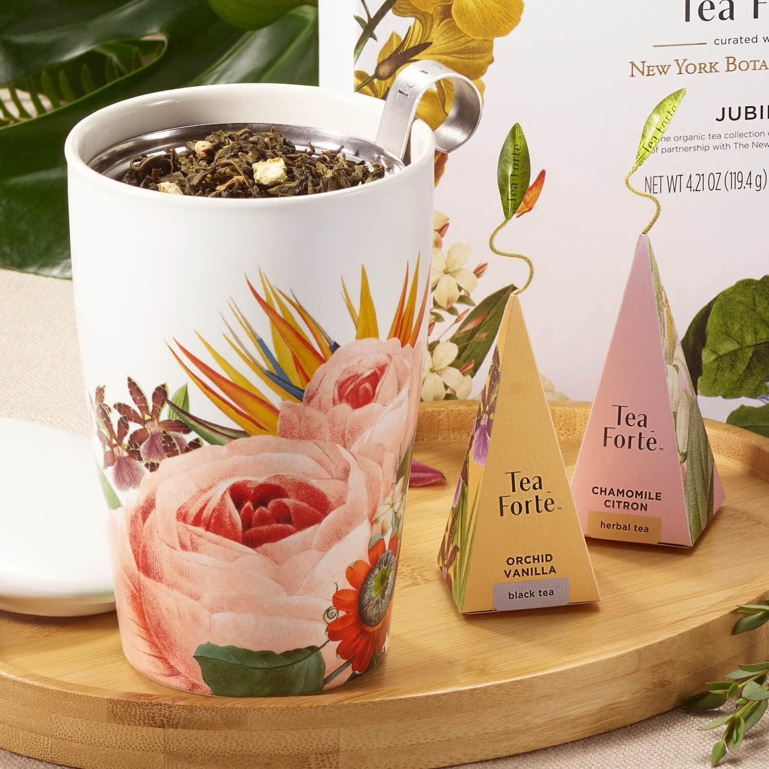 Taza de Cerámica Doble Pared Tea Forte Jubilee 12 oz con Infusor