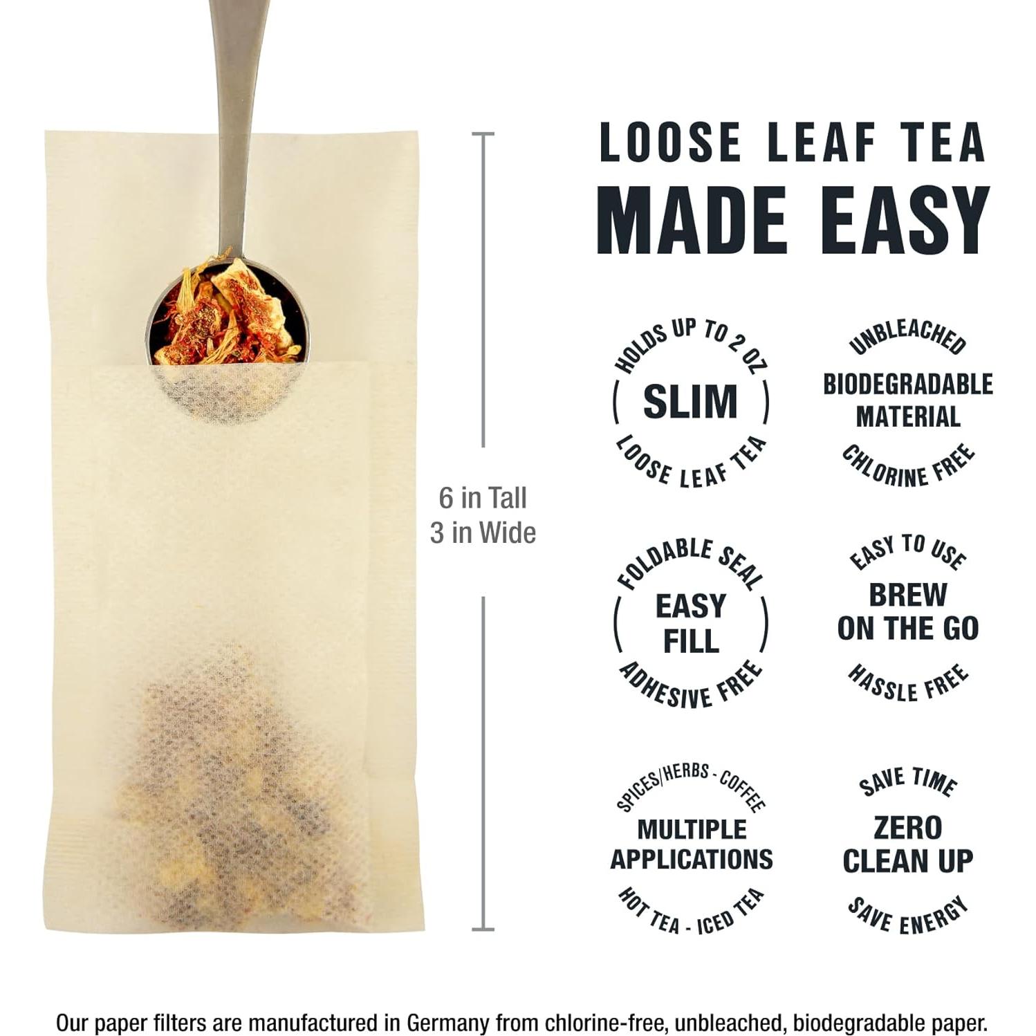 Filtros de Té Suelto Tiesta Tea - 100 Bolsas Desechables