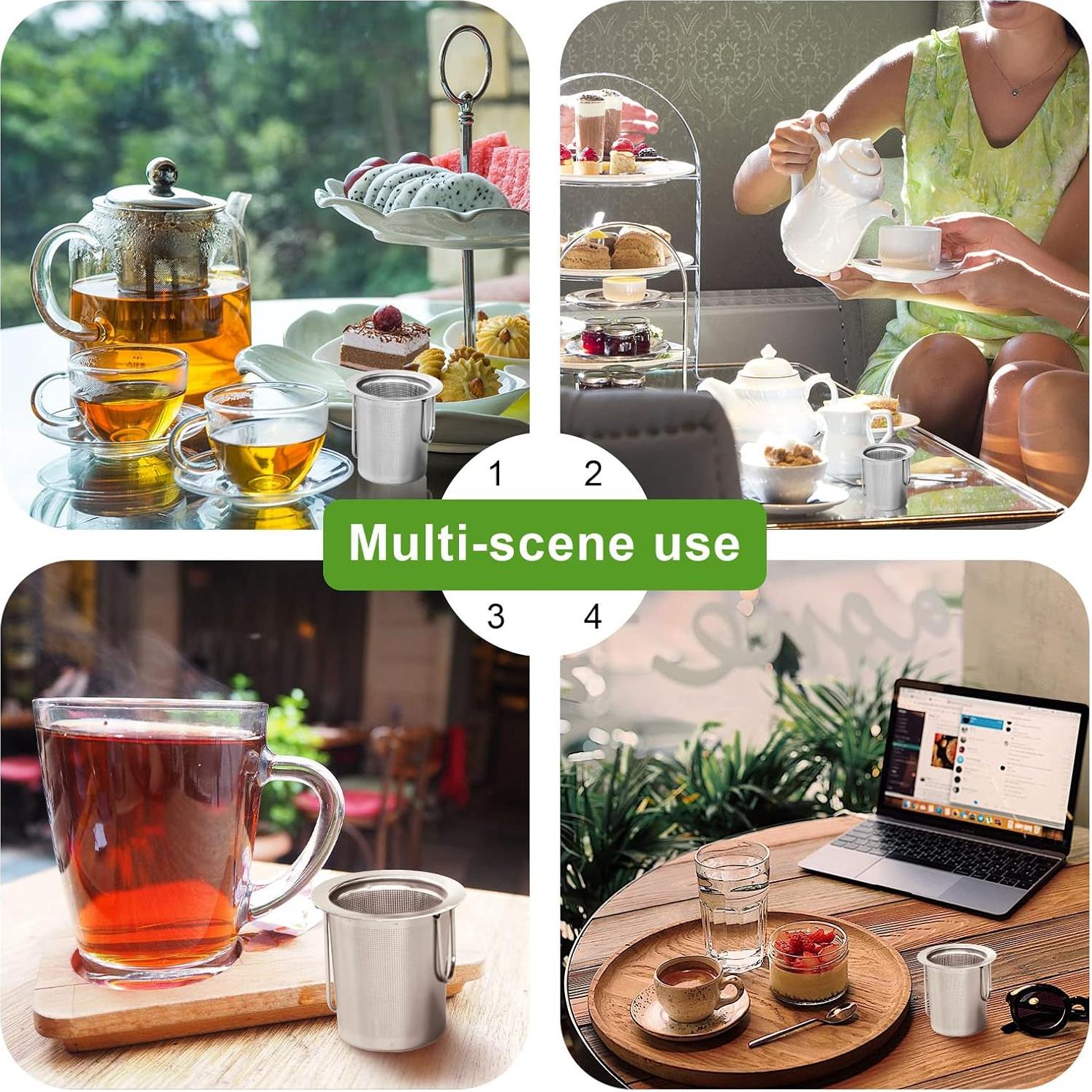 Infusores de Té de Acero Inoxidable Jewderm - 2 Piezas con Mango Plegable