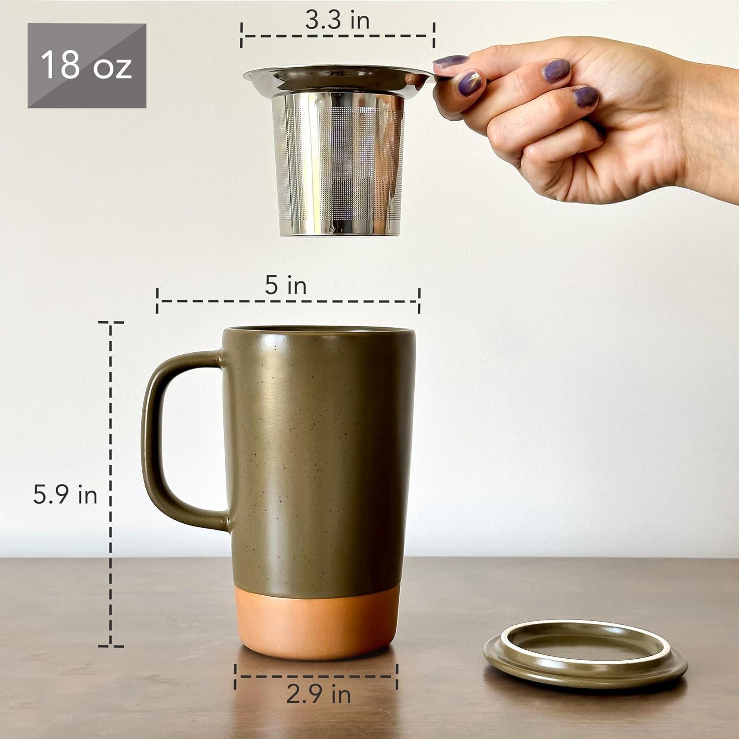 Taza de Té Grande Mora Ceramics Oliva con Infusor 532 ml