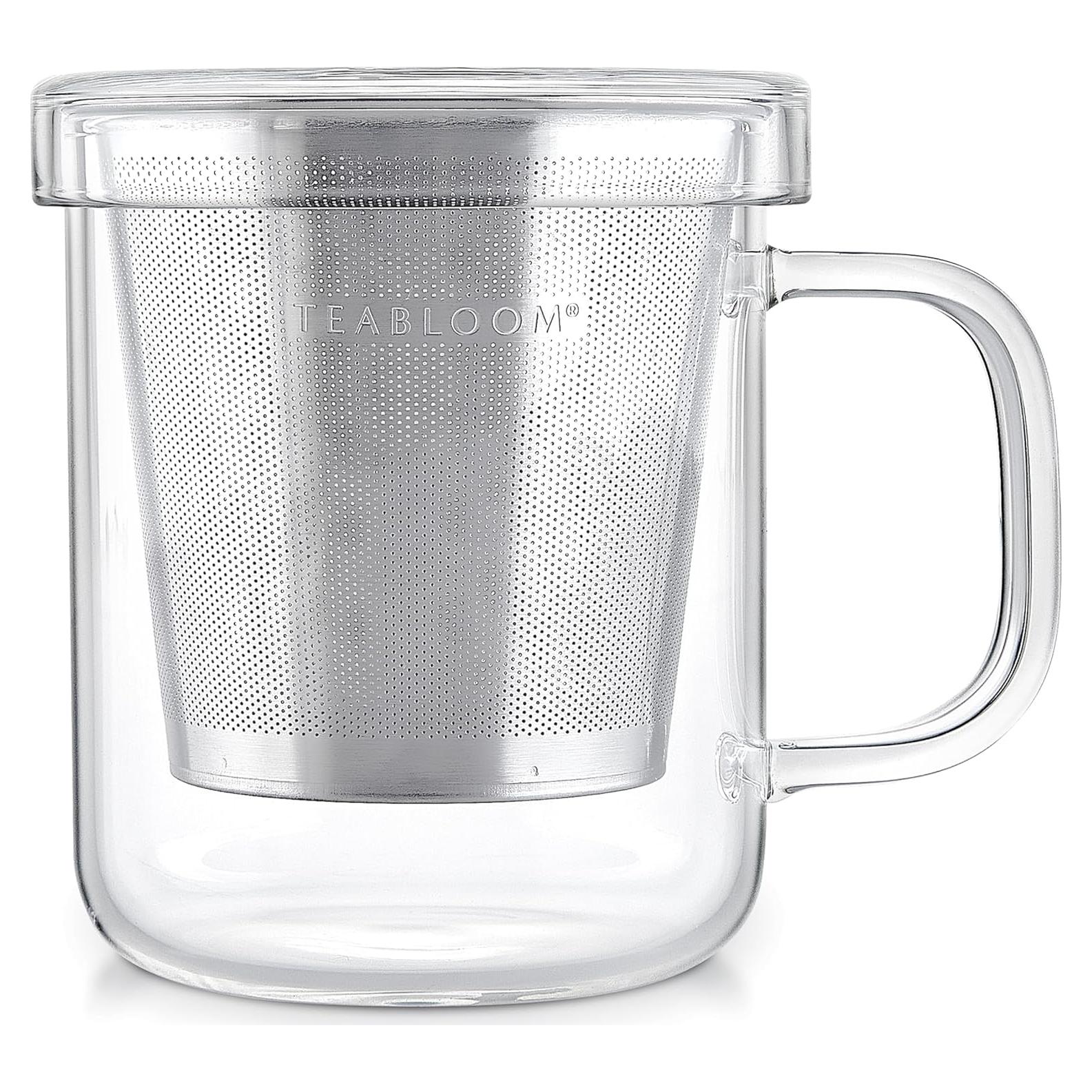 Taza de Vidrio Borosilicato Teabloom con Infusor de Acero 240 ml