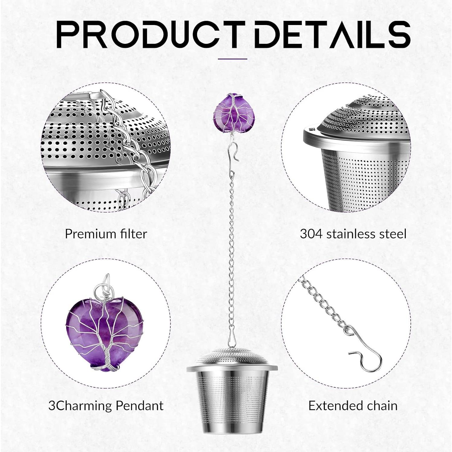 Set de 3 Infusores de Té CHENGU Acero Inoxidable con Soporte