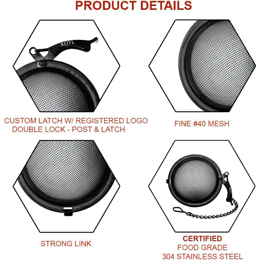 Infusor de Té XOTL de Acero Inoxidable 5.6 cm - 2 Pcs