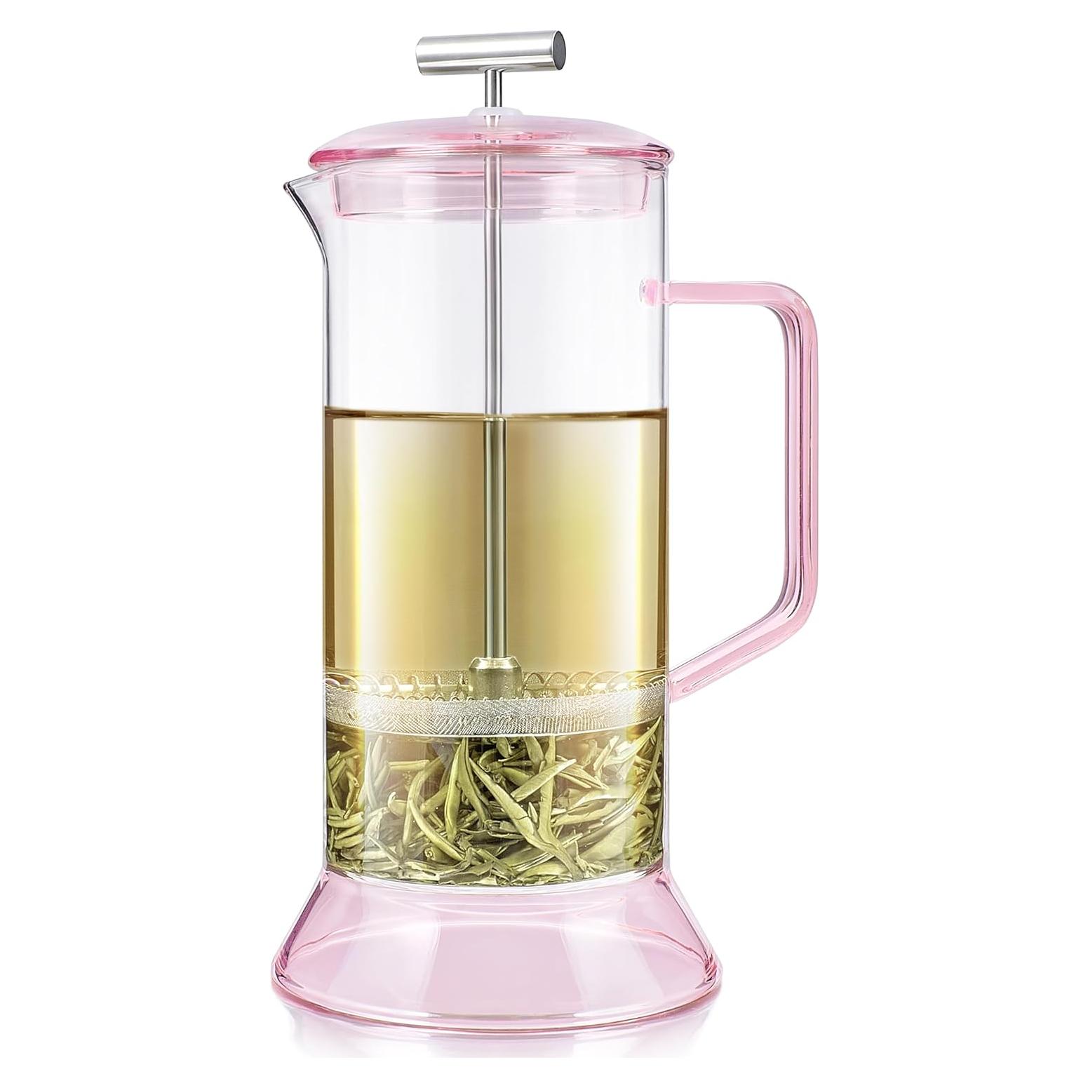 Prensa de Té Teabloom Toulouse 700 mL Vidrio Borosilicato Rosa