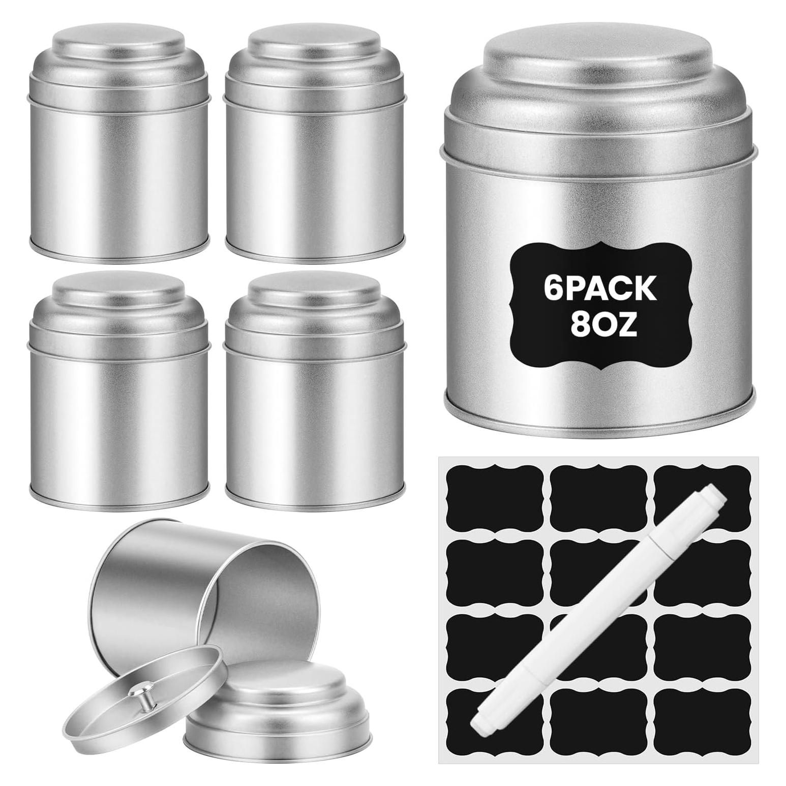 Latas de té herméticas TRISCO 8 oz - 6 Pack para almacenamiento