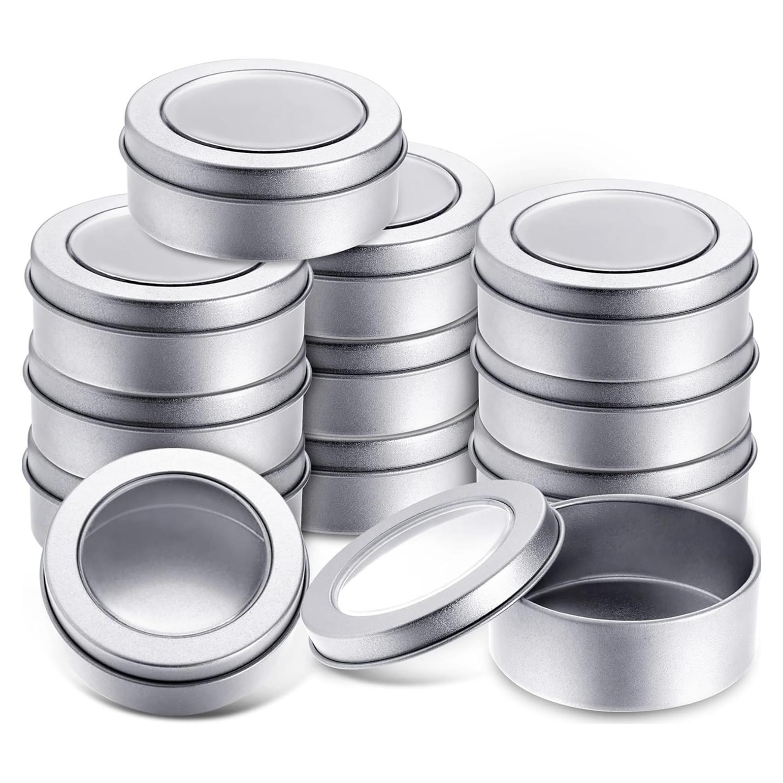 Paquete de 12 Latas Redondas TecUnite 60 ml con Tapa Transparente