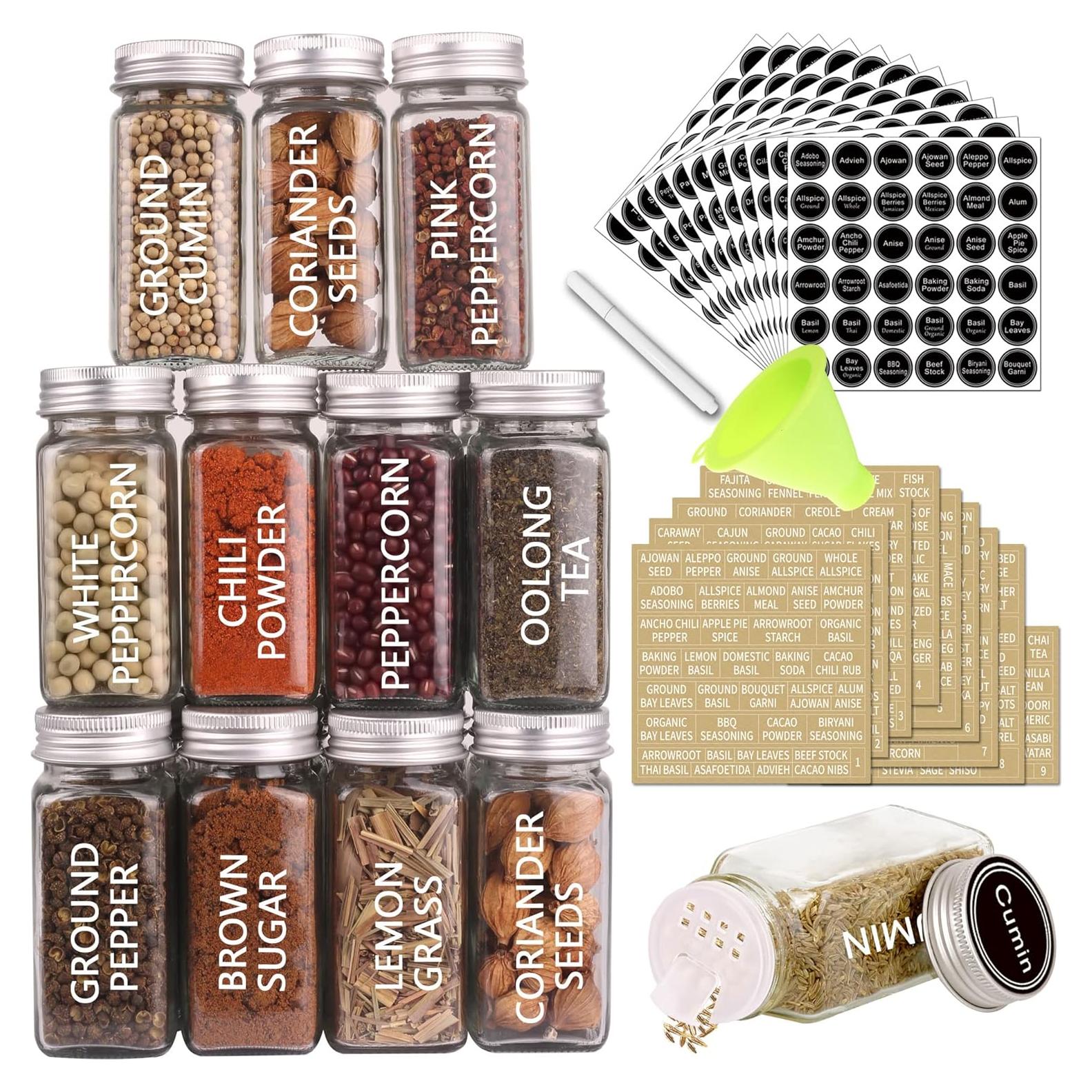 SWOMMOLY 36 Tarros de Especias de Vidrio Cuadrados 118ml