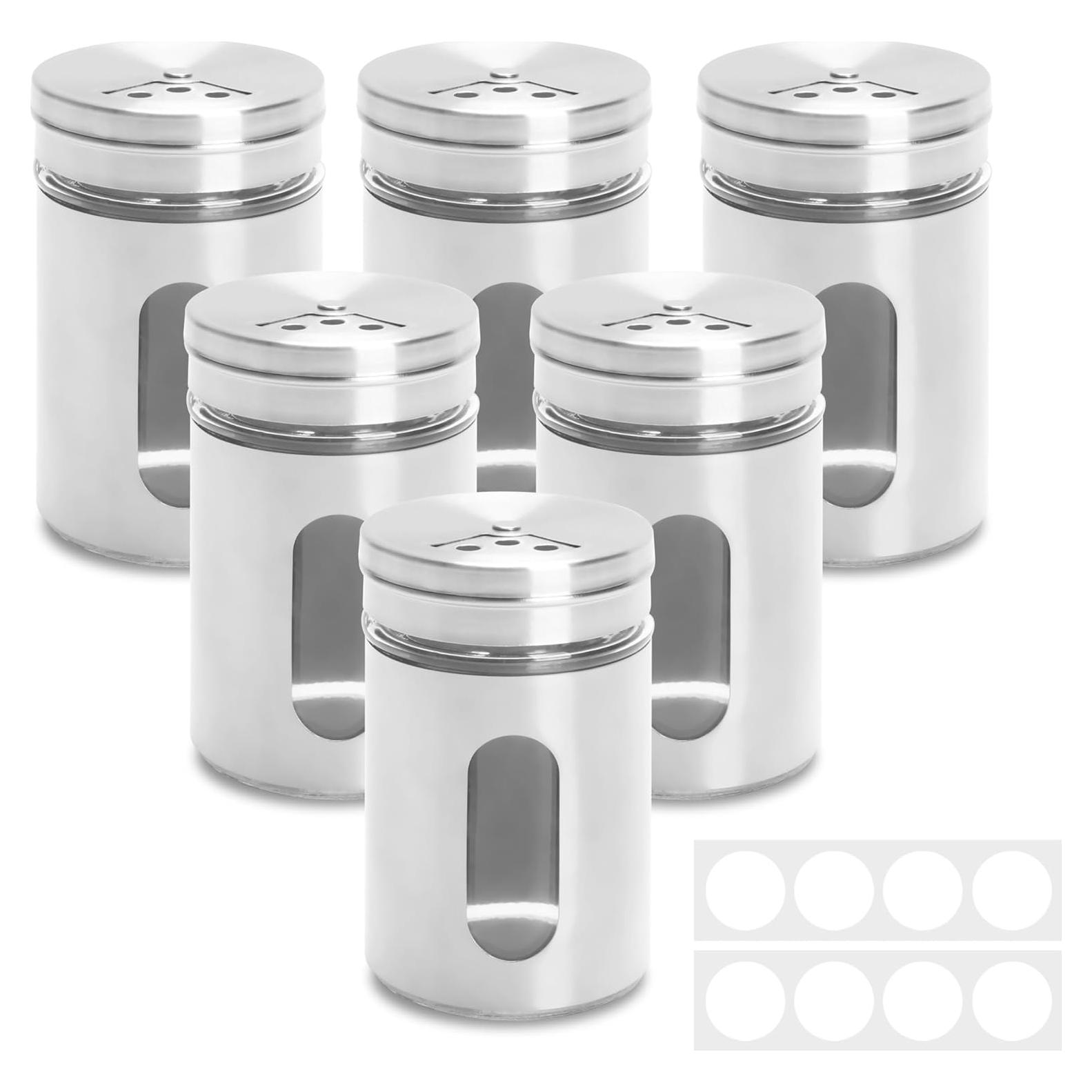 Salseras de Acero Inoxidable 6Pcs 85g con Tapas Ajustables