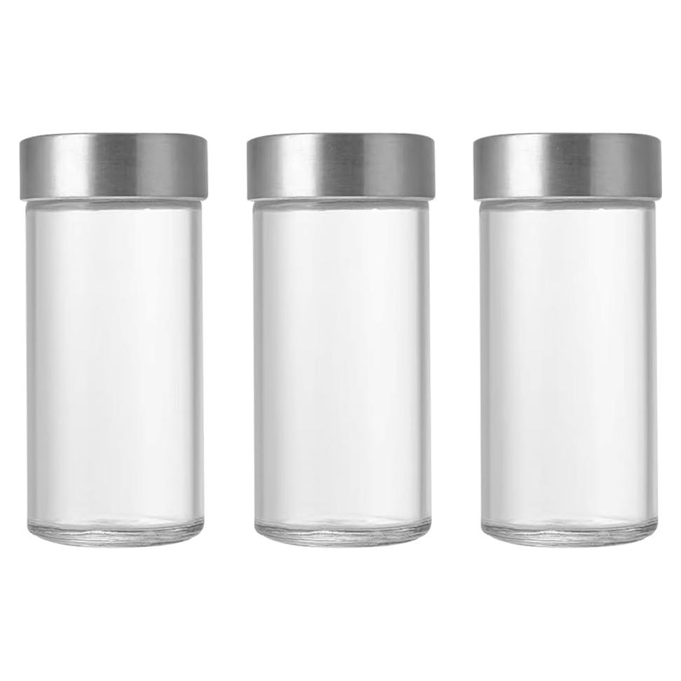 Tarros de Especias de Vidrio 3 Pcs ccHuDE con Tapas de Acero