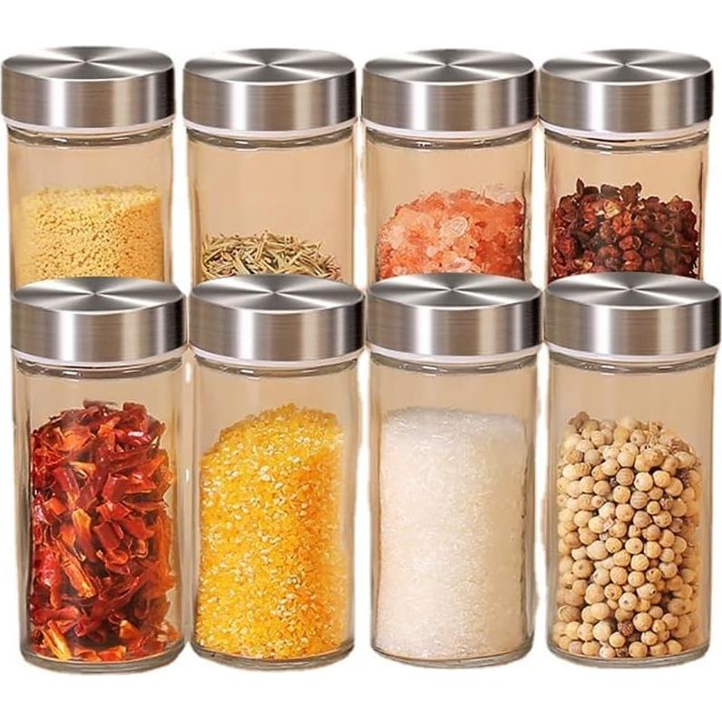 Tarros de Especias de Vidrio 3 Pcs ccHuDE con Tapas de Acero